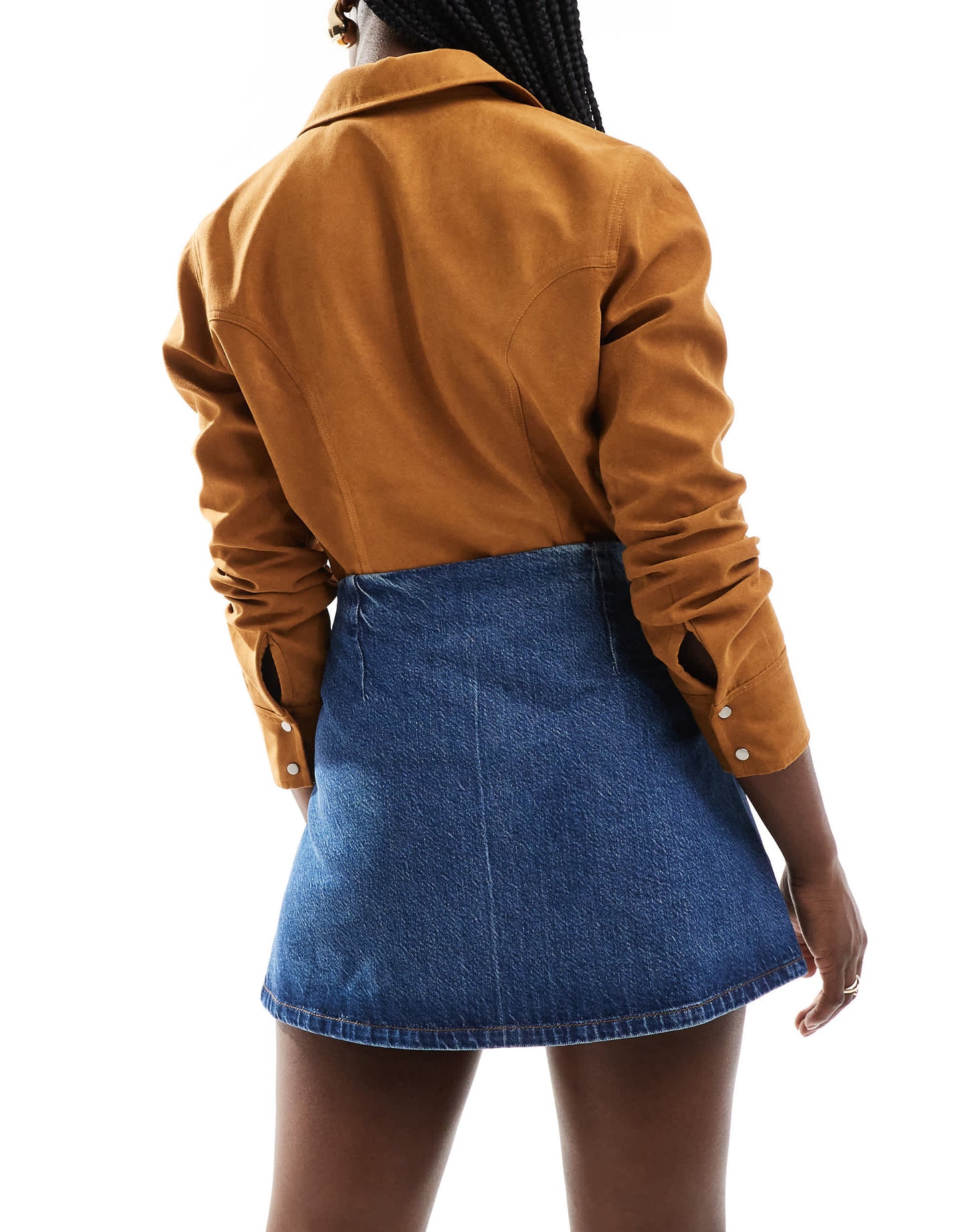 ASOS DESIGN denim studded mini skirt in blue