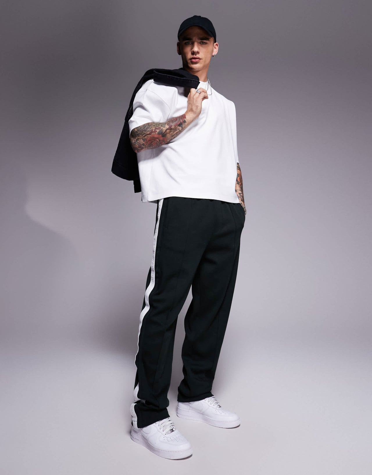 Armani Exchange tracksuit joggers with logo taping in green