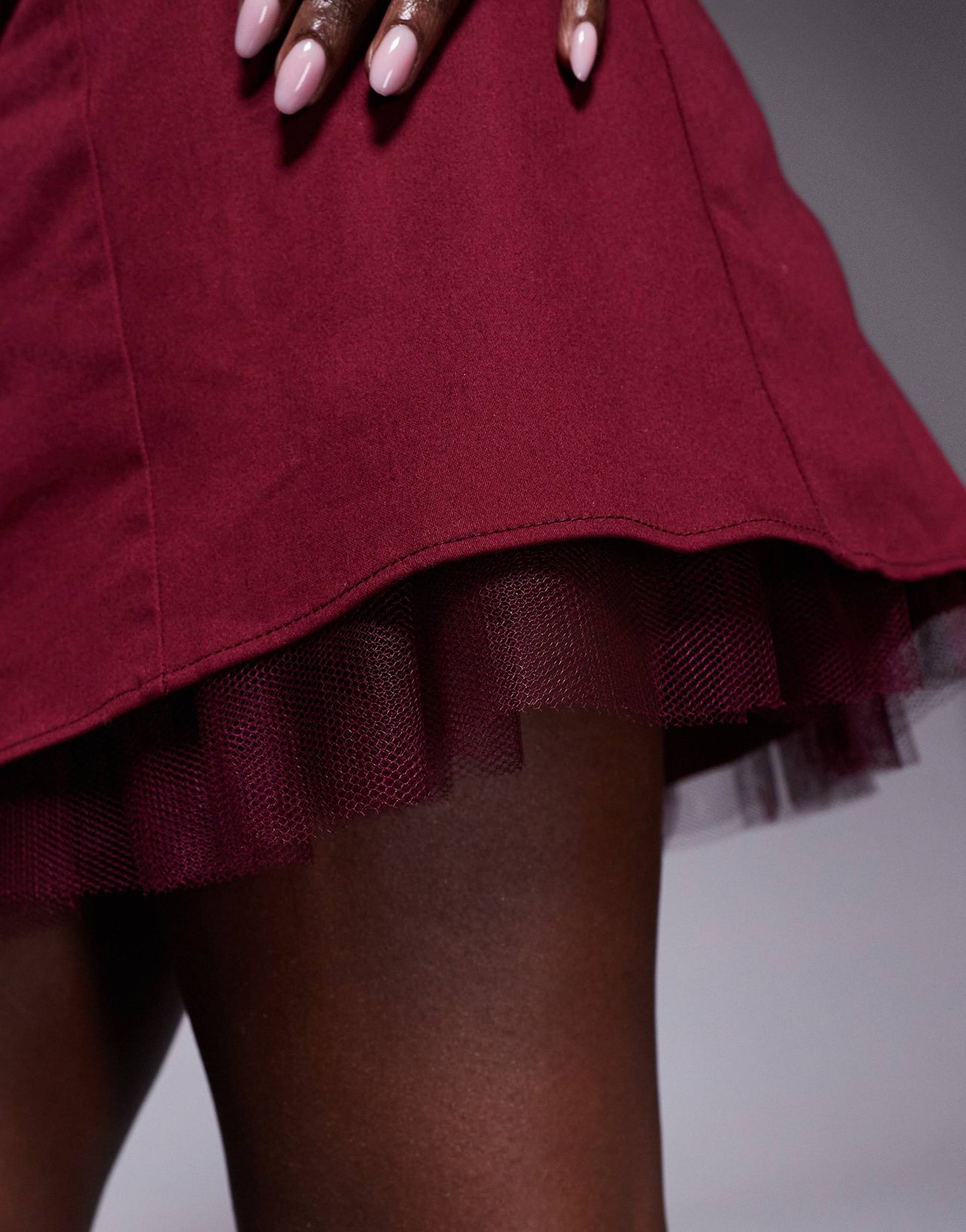 ASOS DESIGN cross back mini dress with mesh underskirt in red