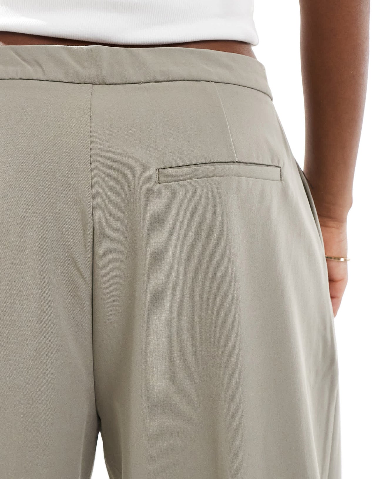 Pull&Bear pleated wide leg tailored trouser in sand