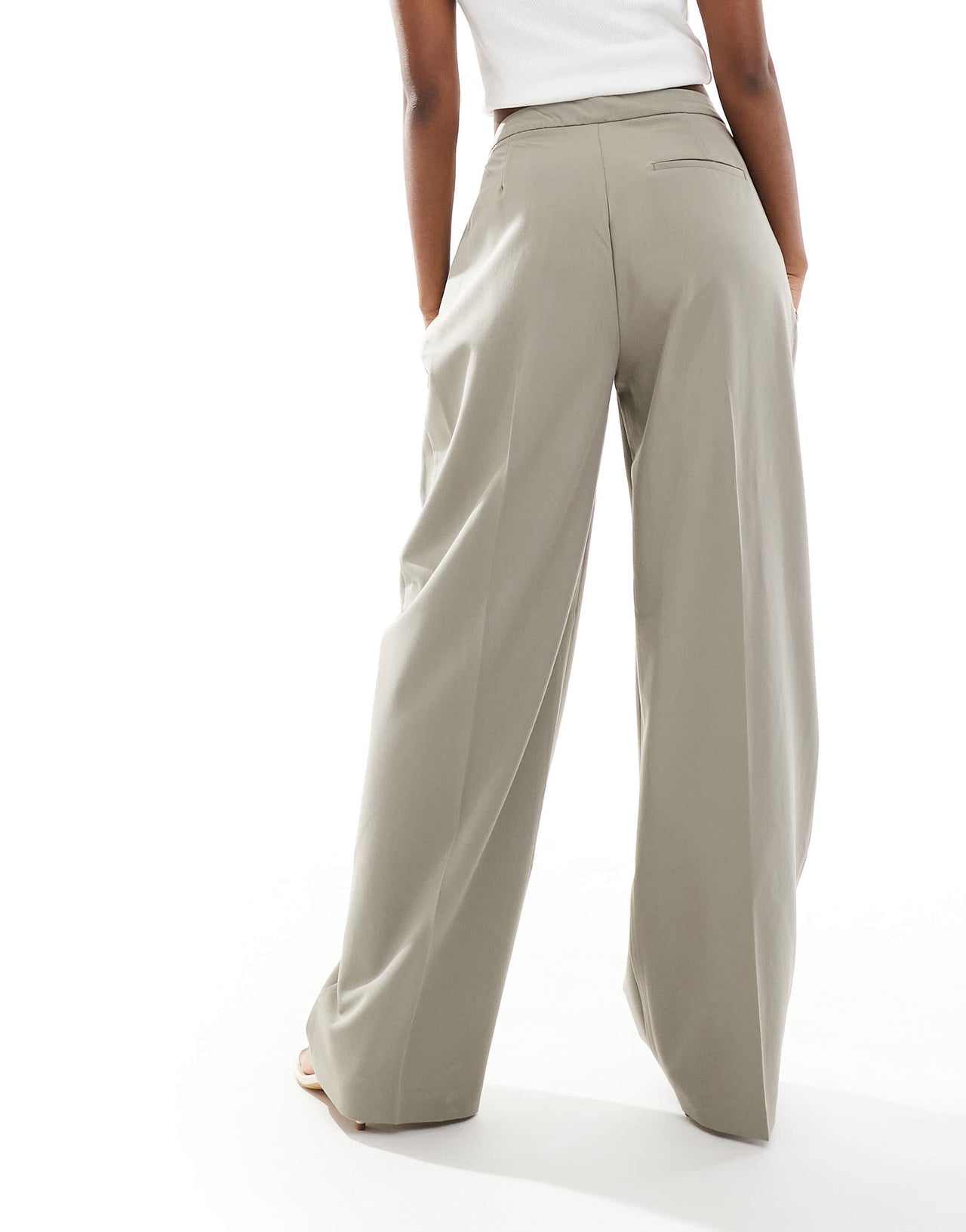 Pull&Bear pleated wide leg tailored trouser in sand