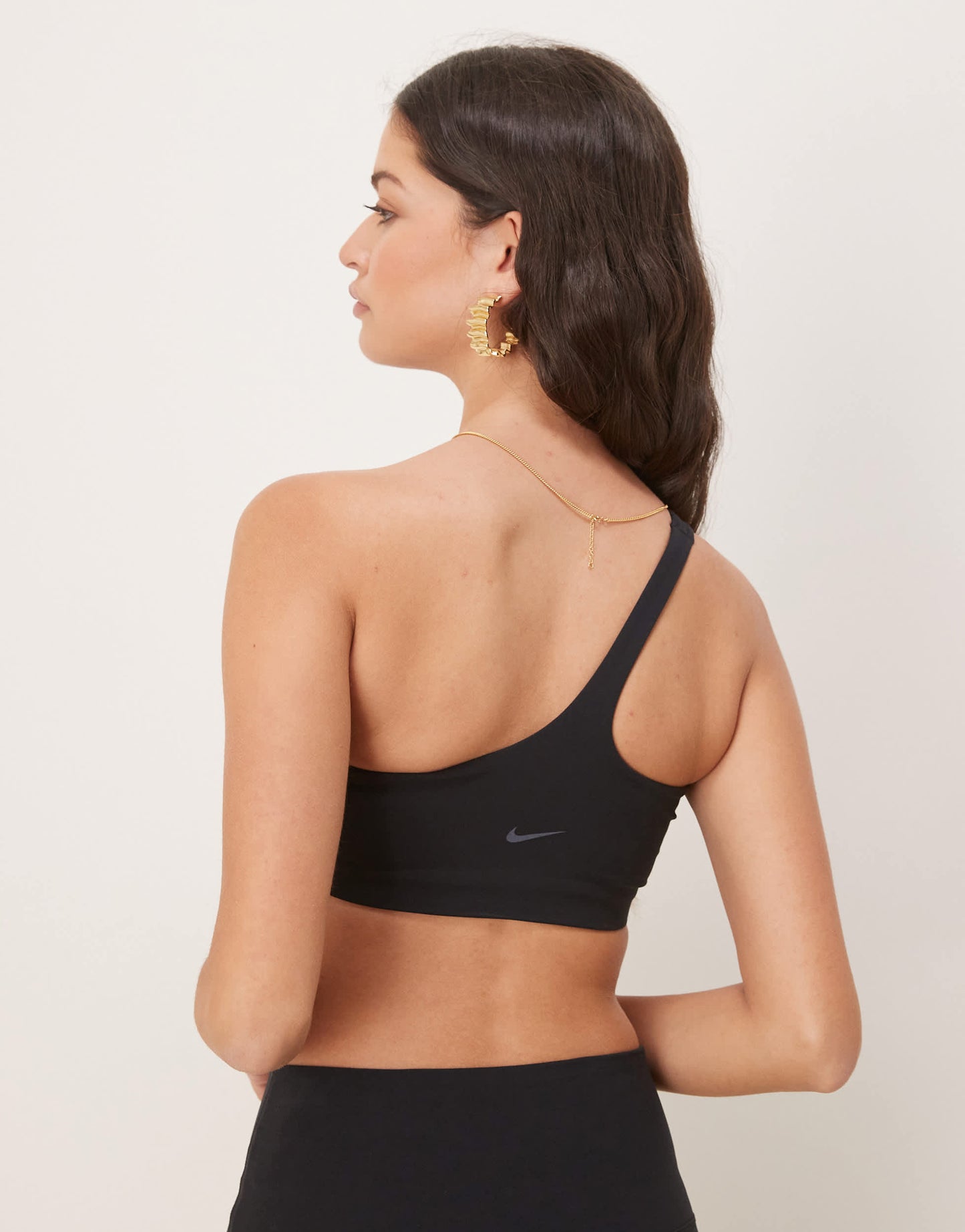 Nike Training Zenvy Yoga soft touch one shoulder light support sports bra in black