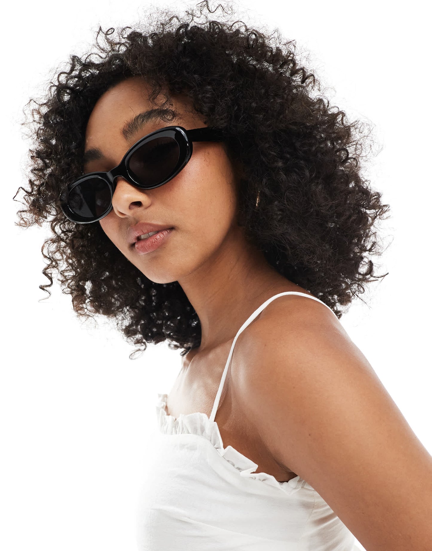 ASOS DESIGN oval sunglasses in shiny black