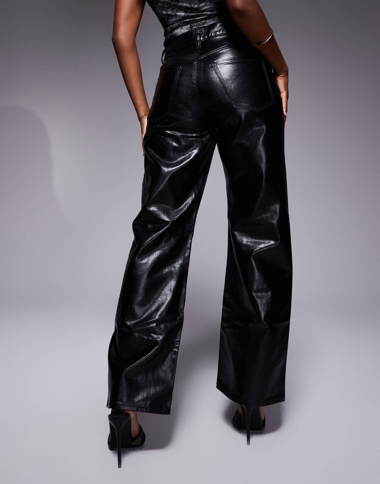 River Island relaxed straight coated jean in black