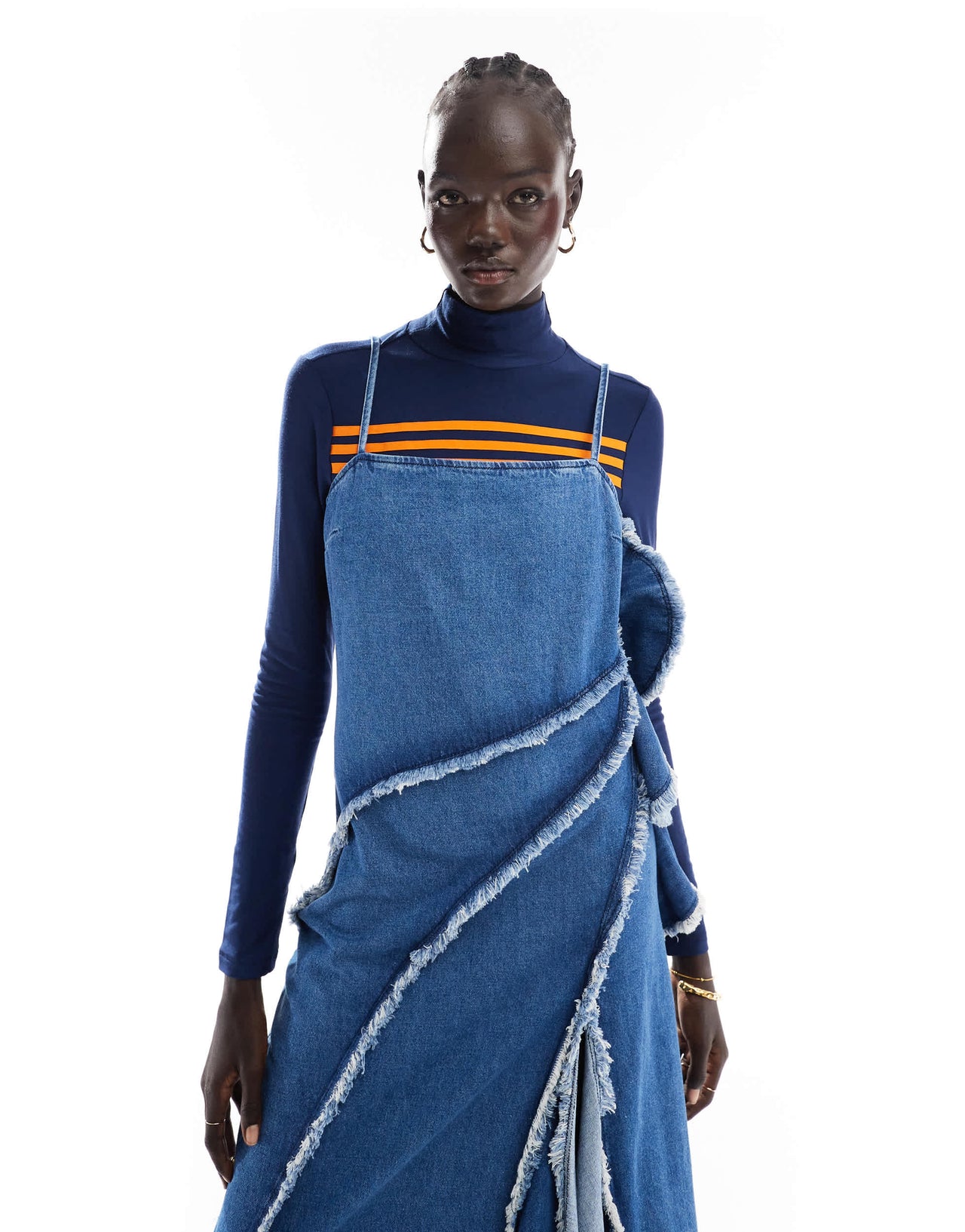 ASOS DESIGN denim bias maxi dress in mid blue