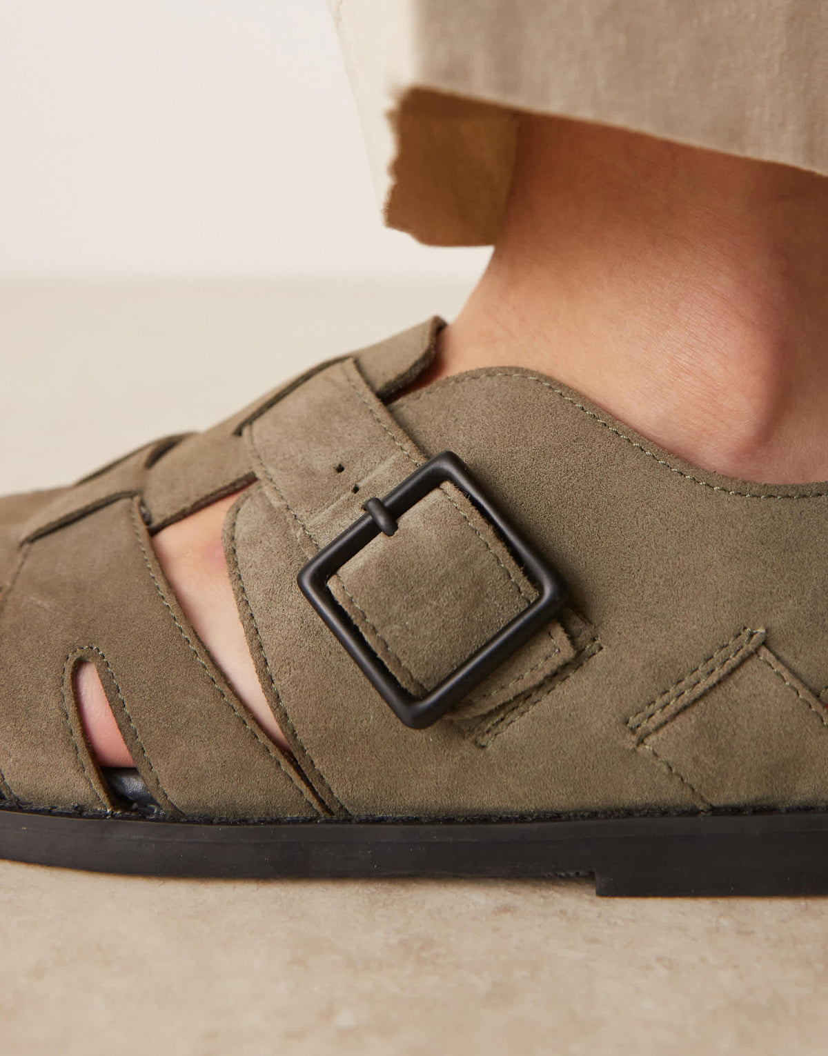ASOS DESIGN fisherman sandals in khaki suede