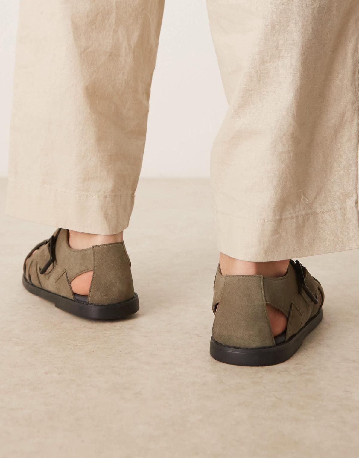 ASOS DESIGN fisherman sandals in khaki suede