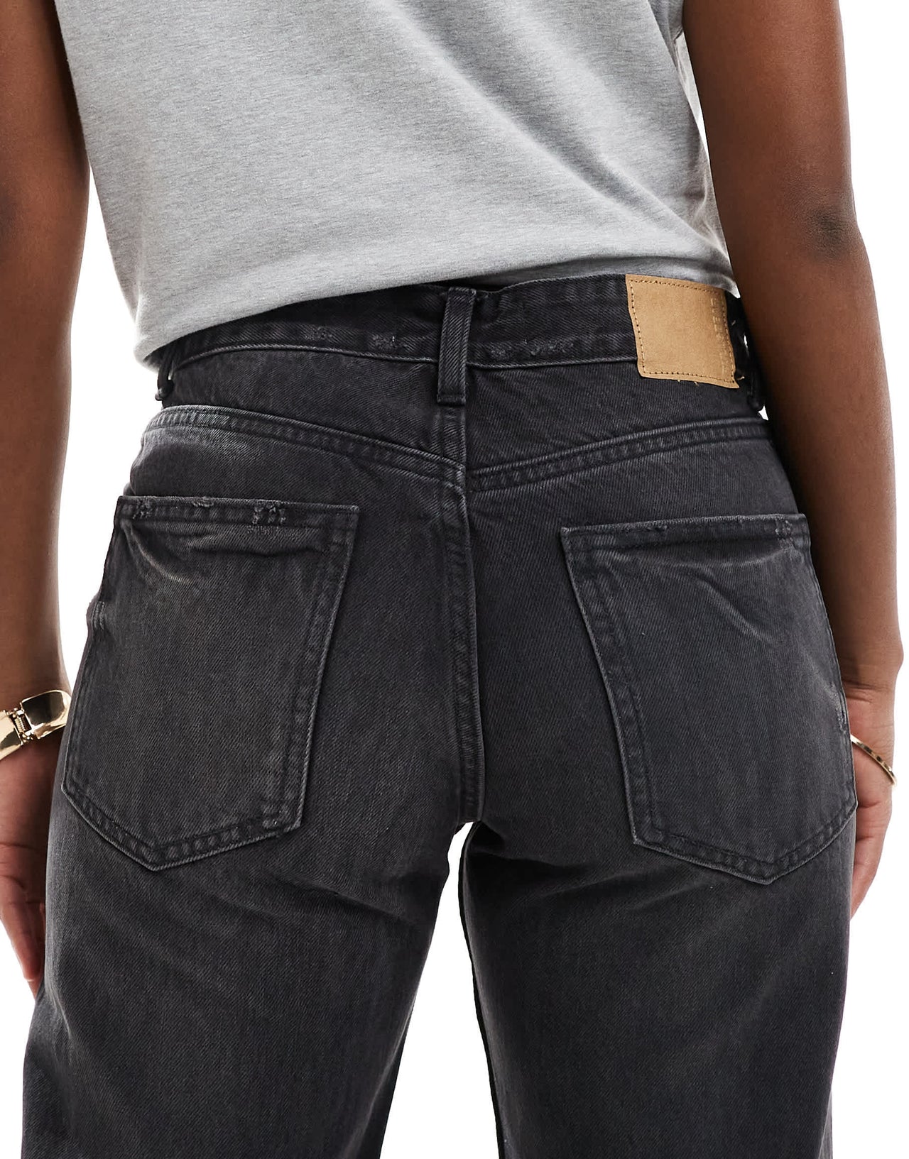 Pull&Bear mid rise straight leg jeans in black