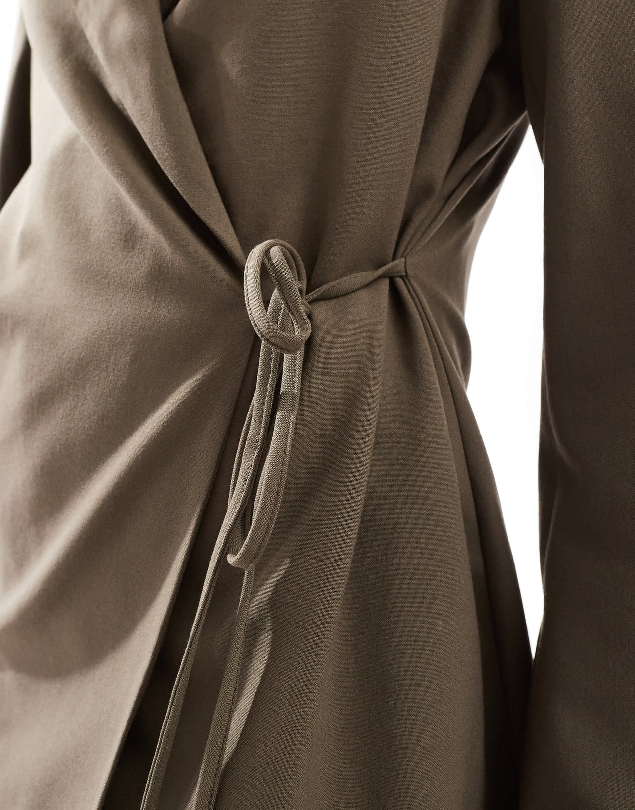 Pull&Bear tie front oversized blazer in taupe