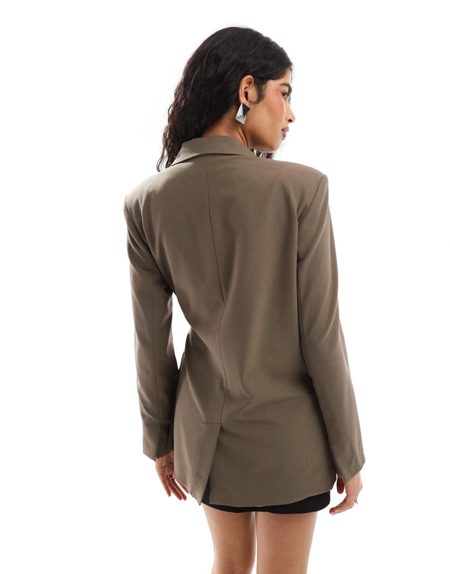 Pull&Bear tie front oversized blazer in taupe