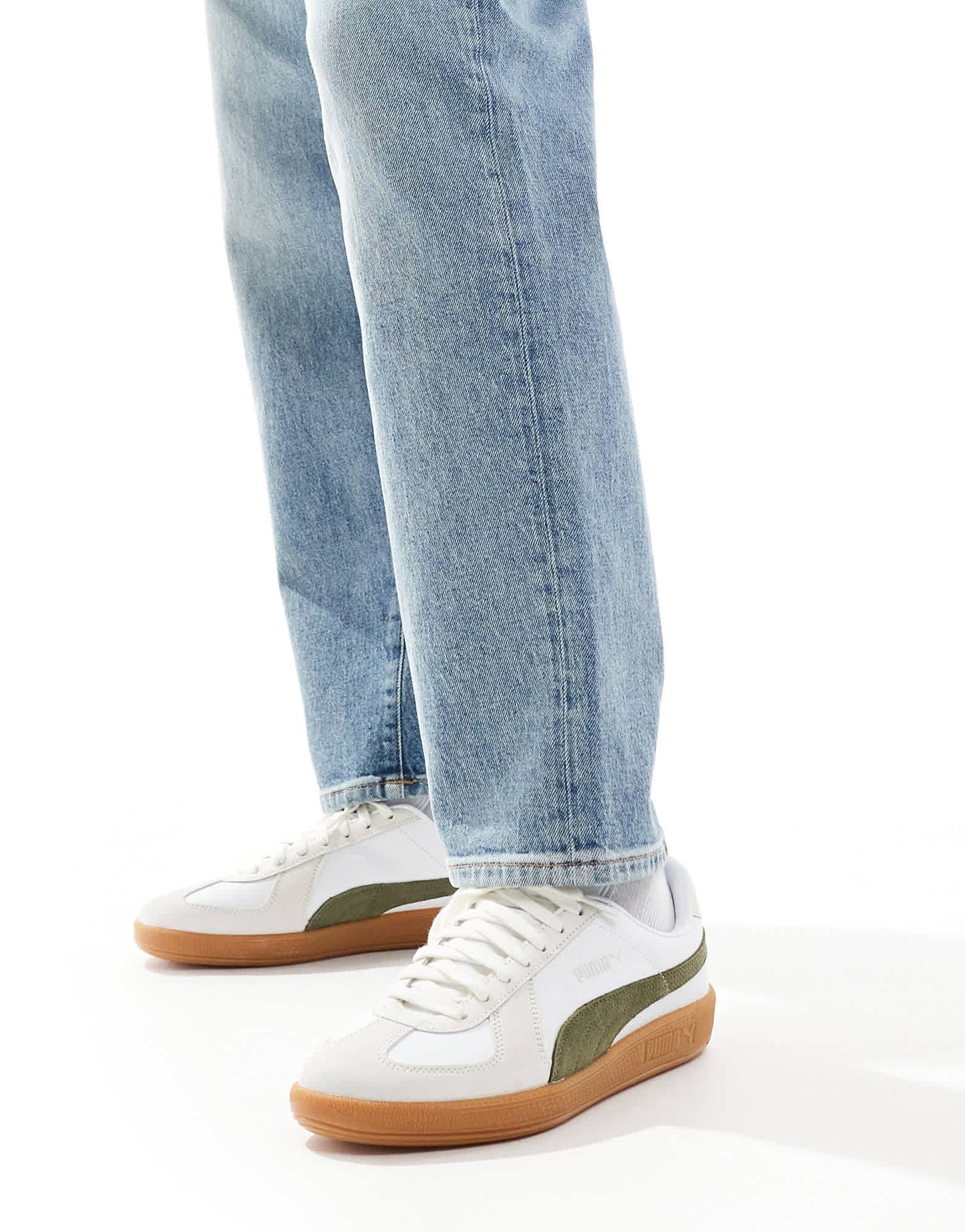 Puma Army trainers in white & olive