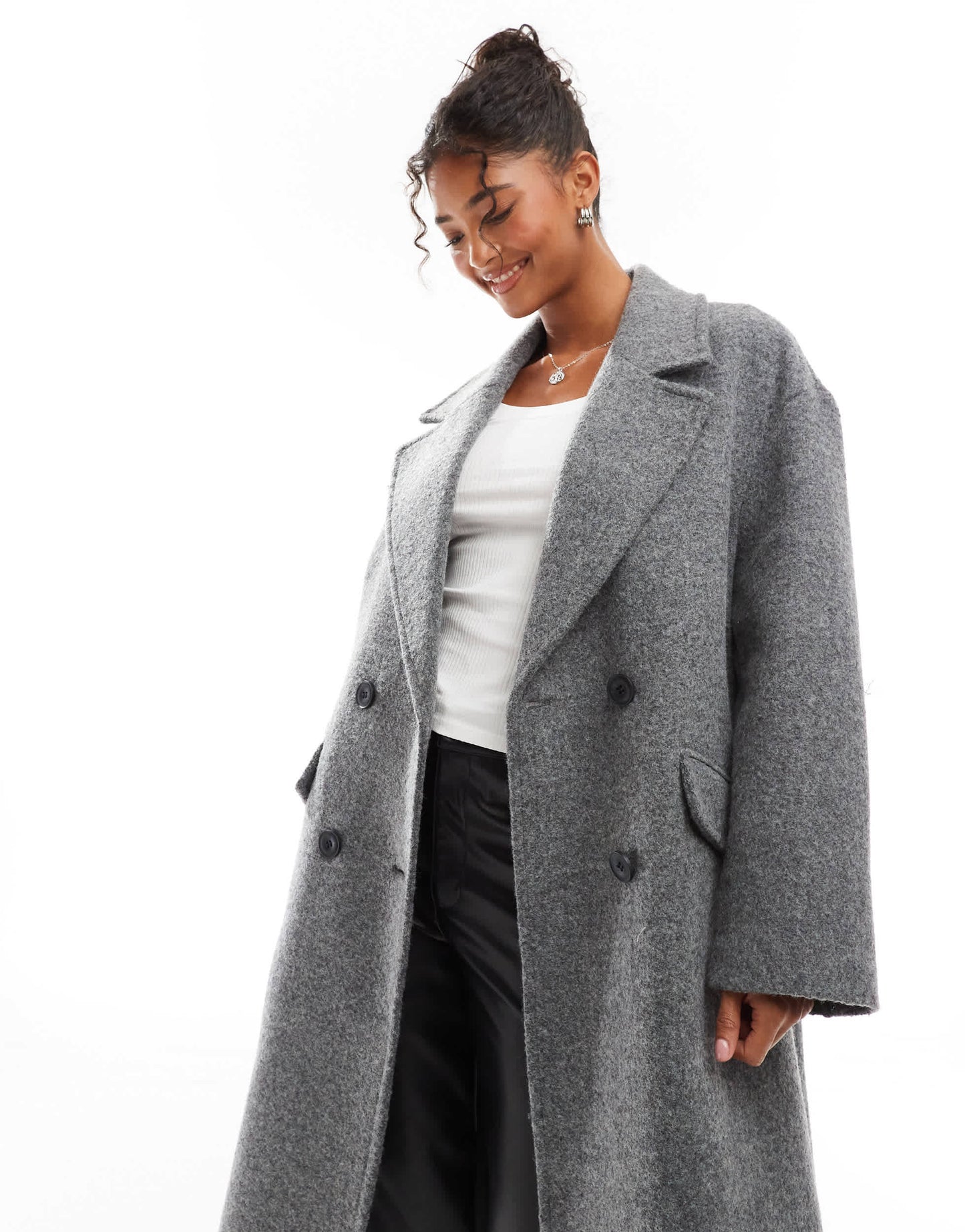 Bershka slouchy tailored coat in grey