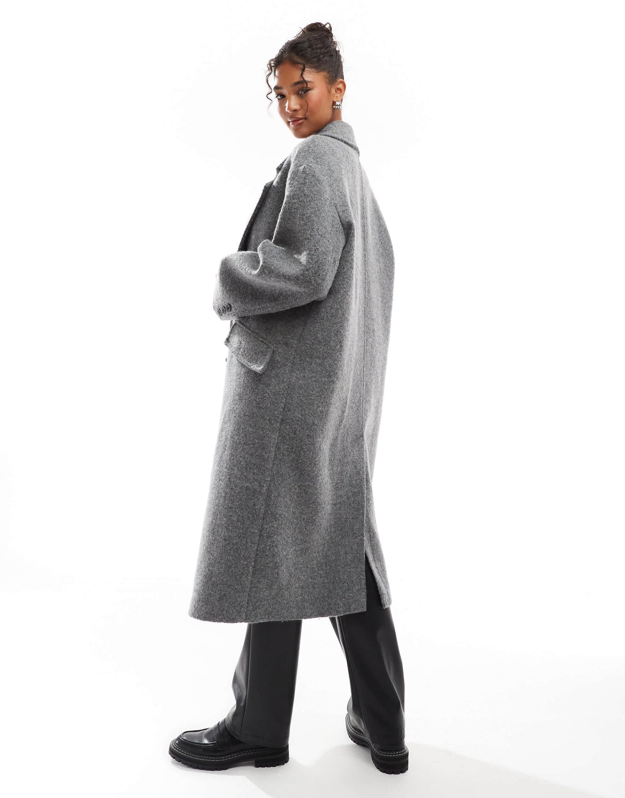 Bershka slouchy tailored coat in grey