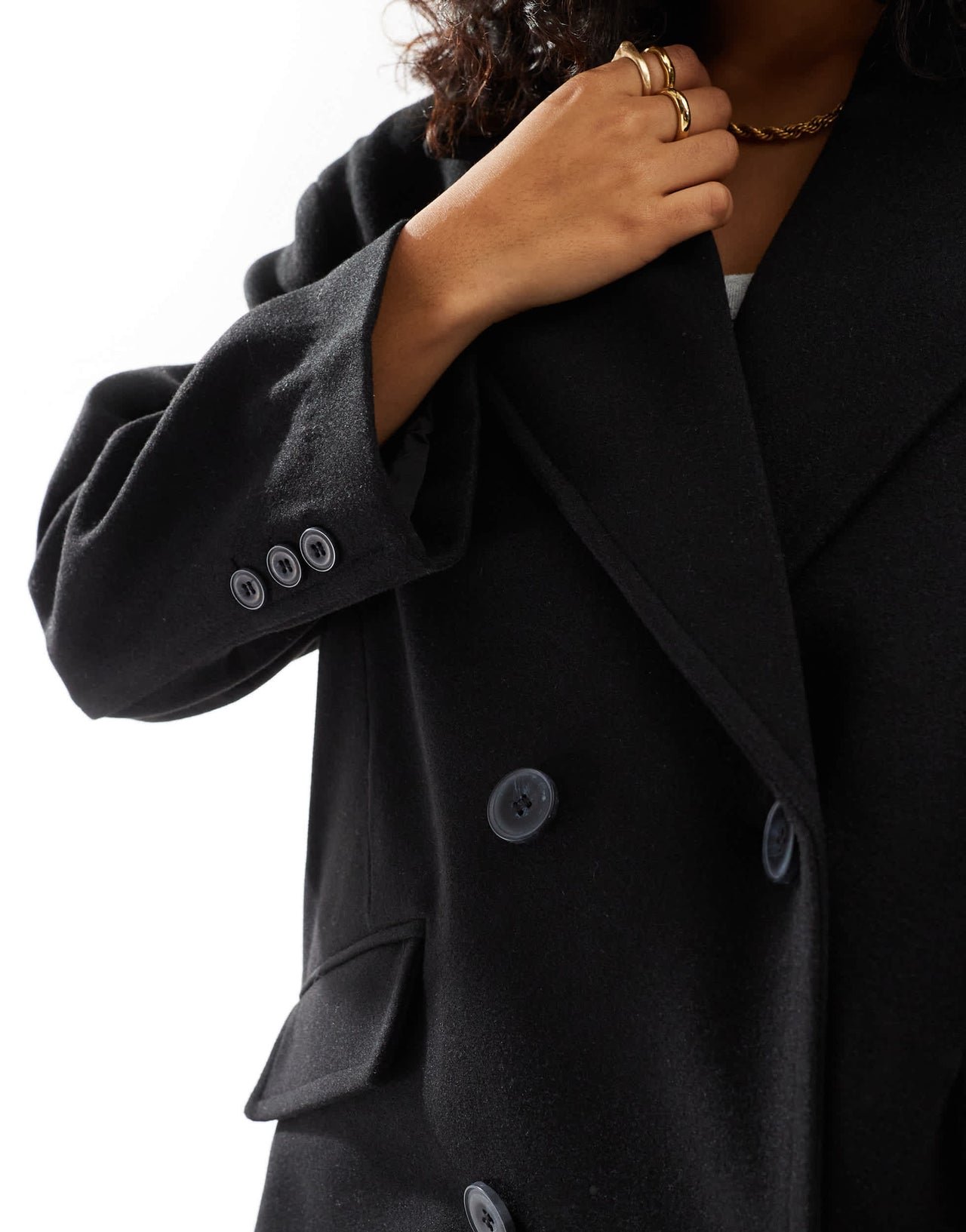 Bershka drop shoulder tailored coat in black