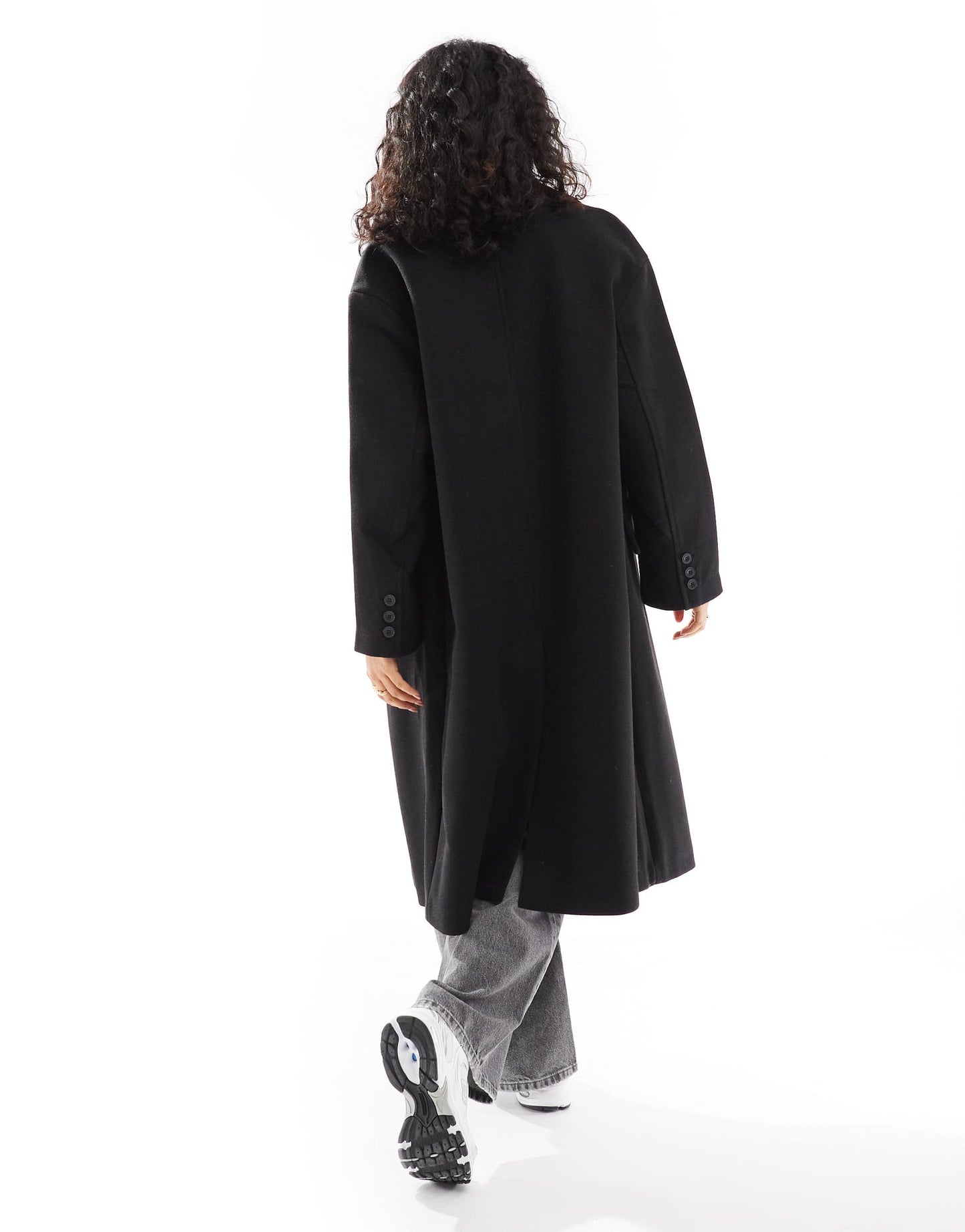 Bershka drop shoulder tailored coat in black