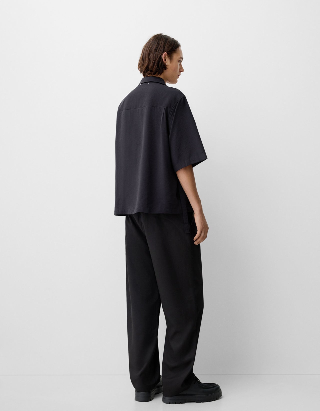 Bershka Collection baggy tailored trouser in black