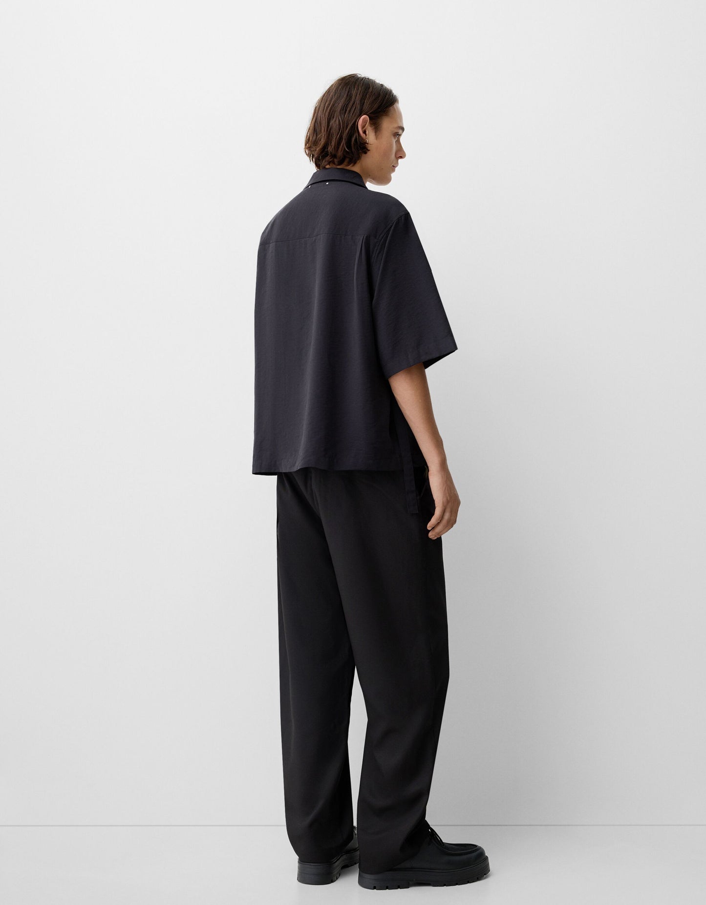 Bershka Collection baggy tailored trouser in black