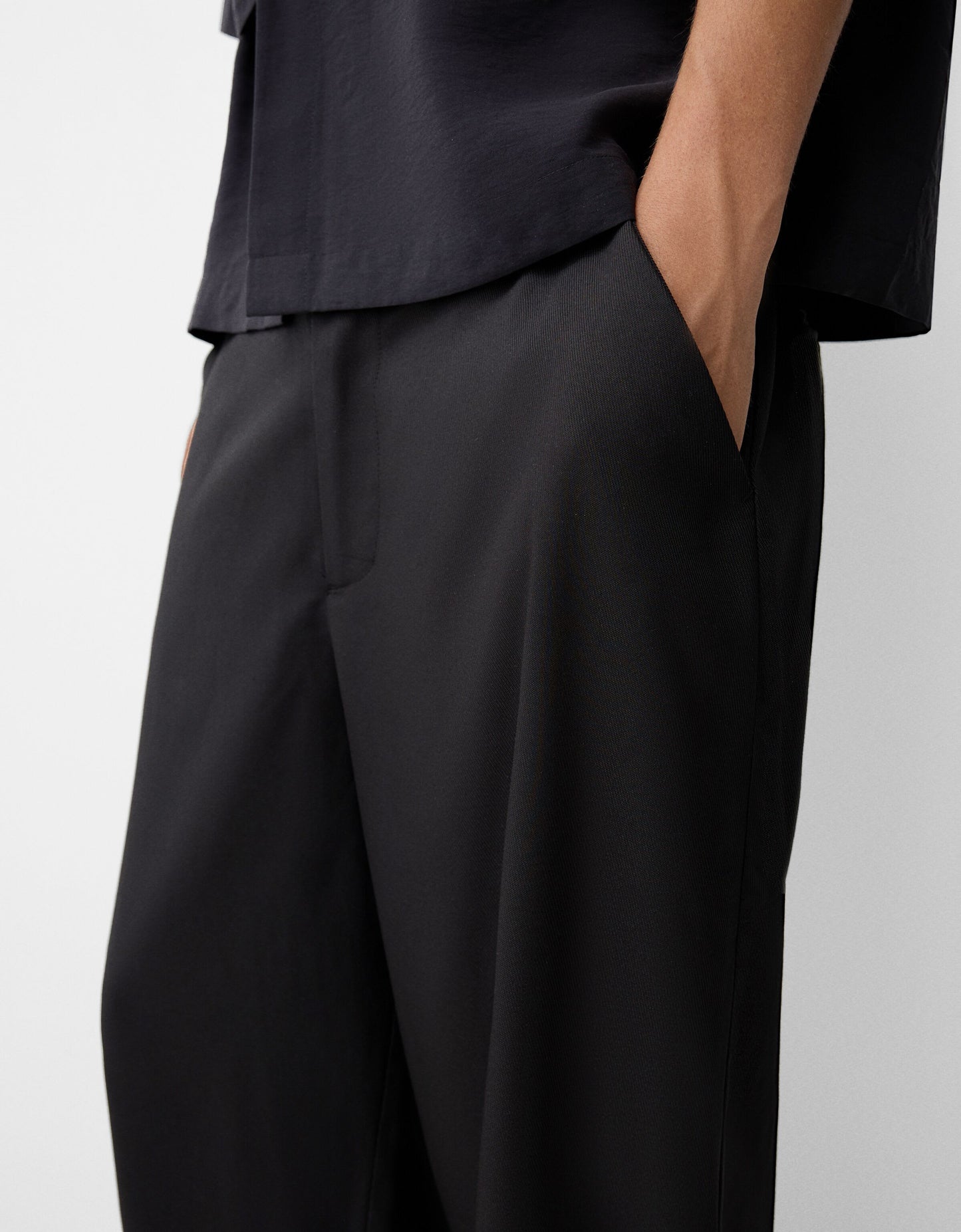 Bershka Collection baggy tailored trouser in black