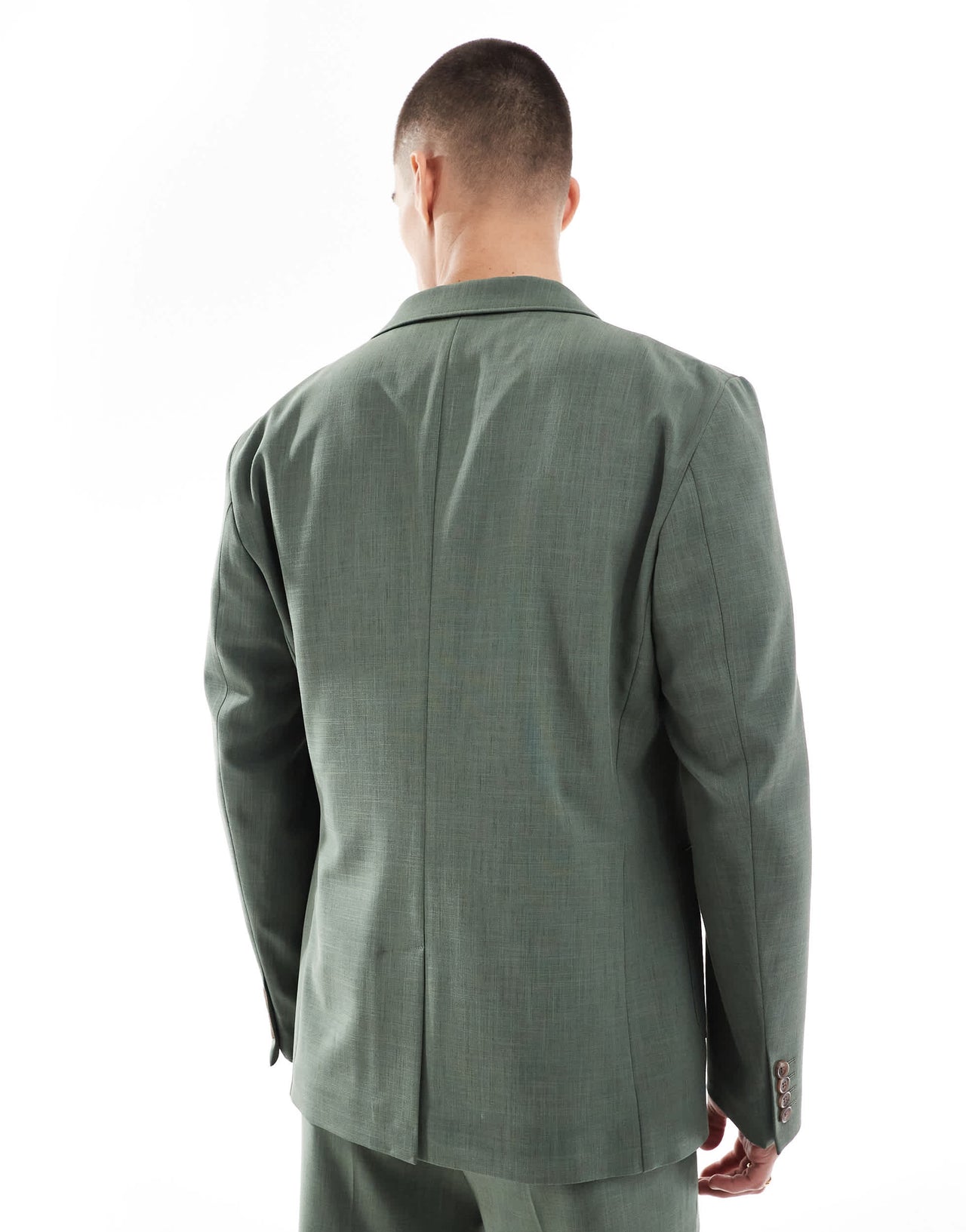 ASOS DESIGN skinny summer suit jacket in green crosshatch