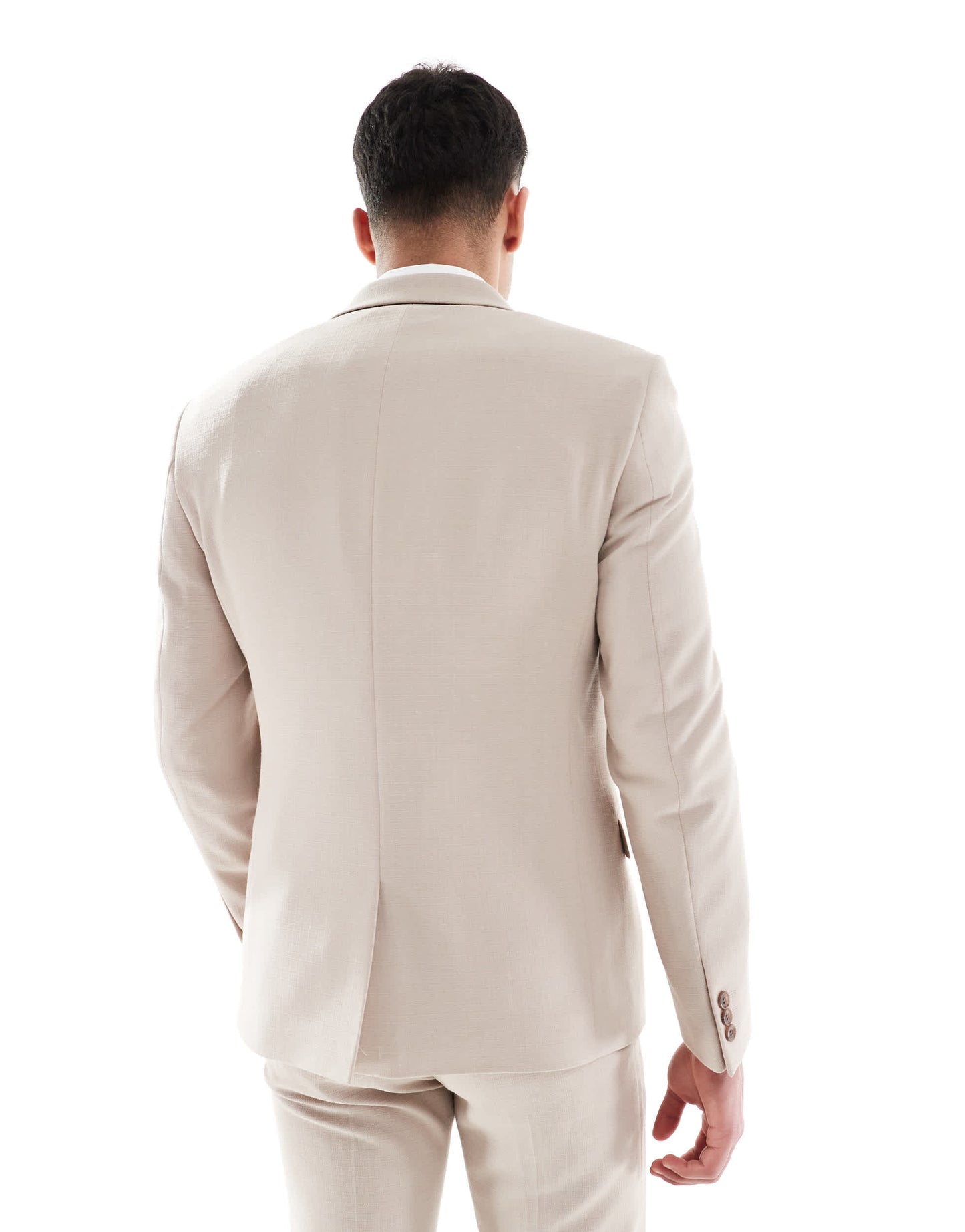 ASOS DESIGN skinny suit jacket in taupe slub texture