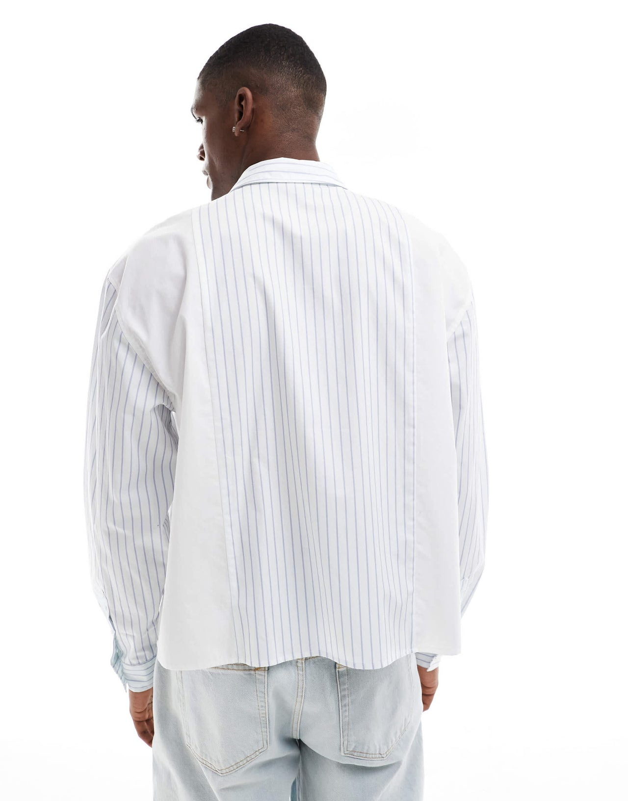 ASOS DESIGN oversized panelled shirt in blue stripe