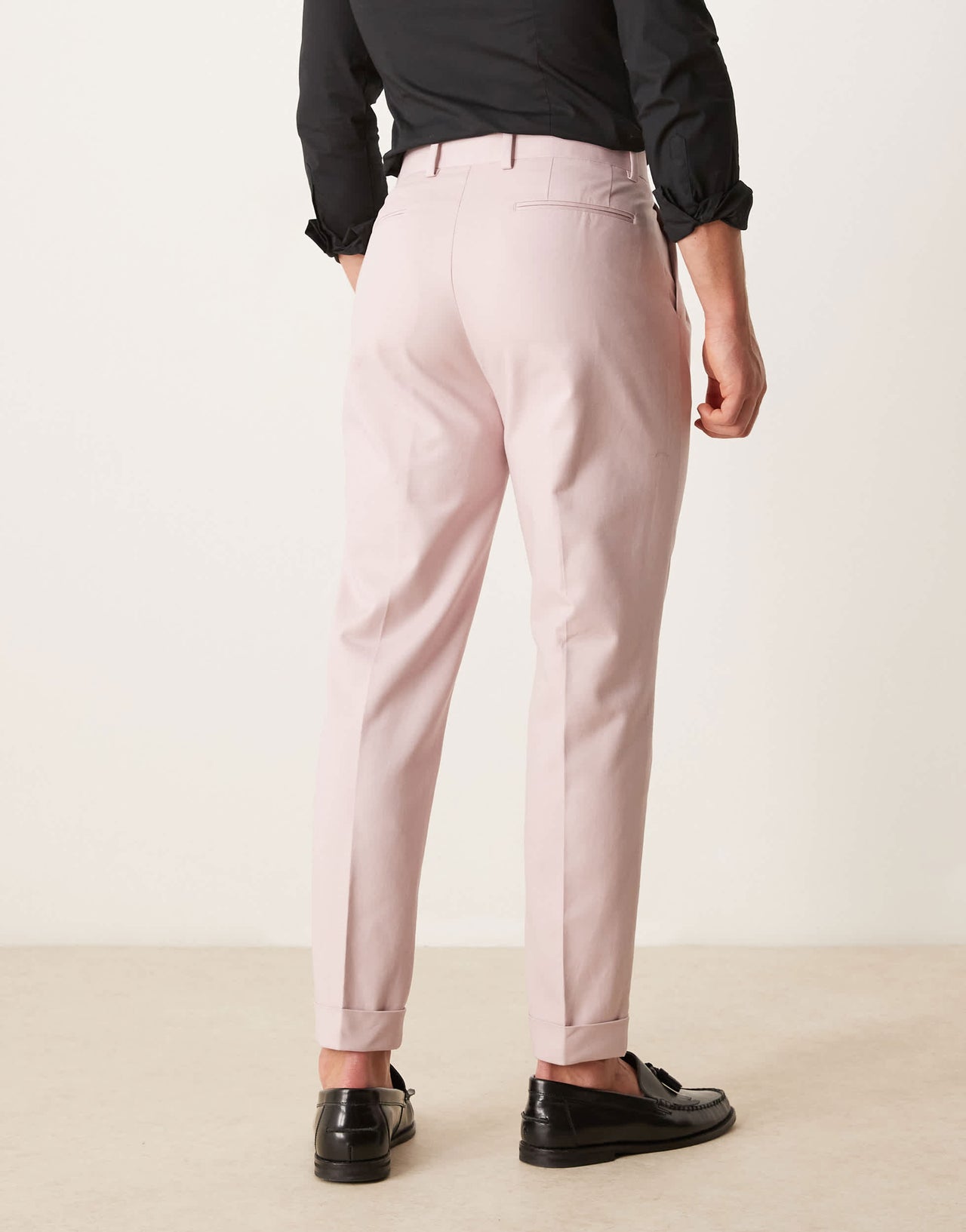 ASOS DESIGN smart tapered cotton chino trousers in dusty pink