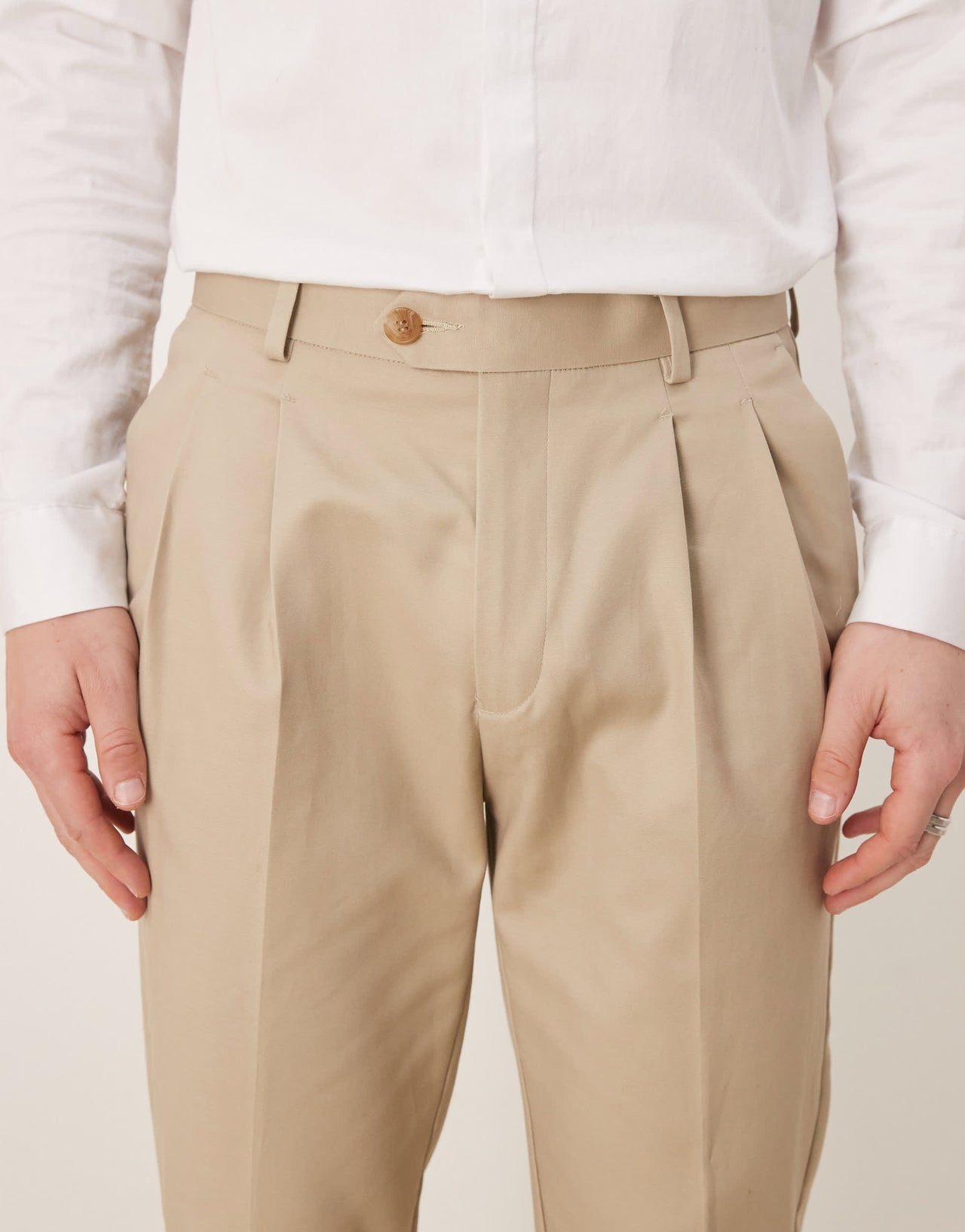 ASOS DESIGN smart tapered cotton chino trousers in camel