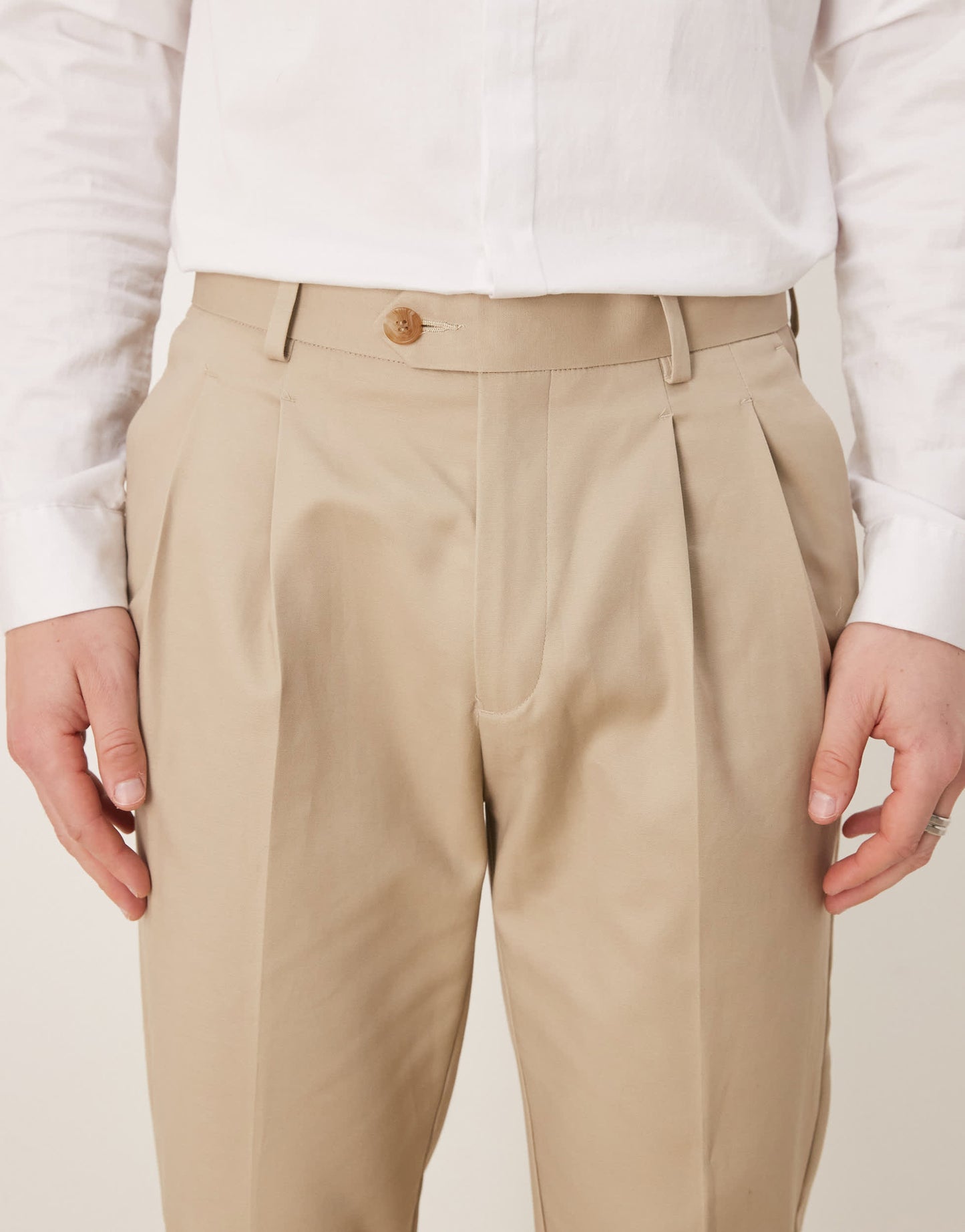ASOS DESIGN smart tapered cotton chino trousers in camel