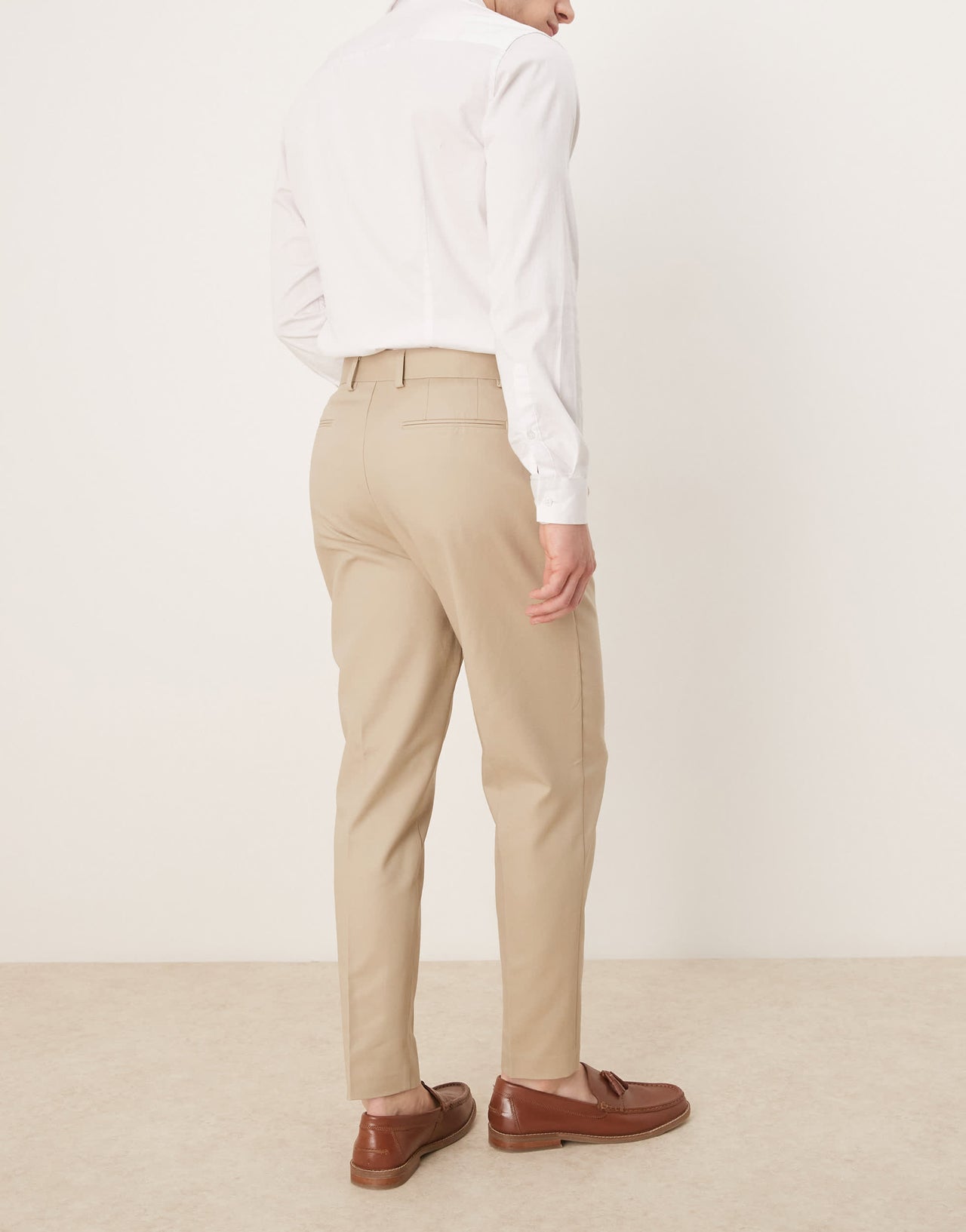 ASOS DESIGN smart tapered cotton chino trousers in camel
