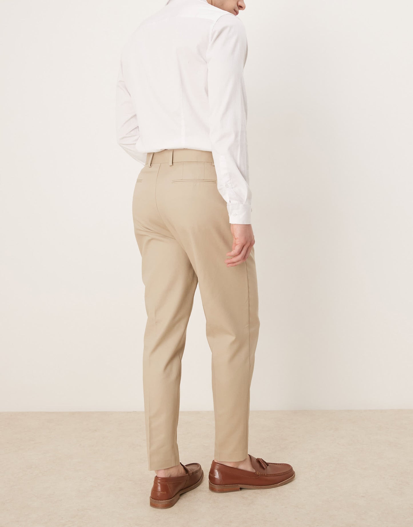 ASOS DESIGN smart tapered cotton chino trousers in camel