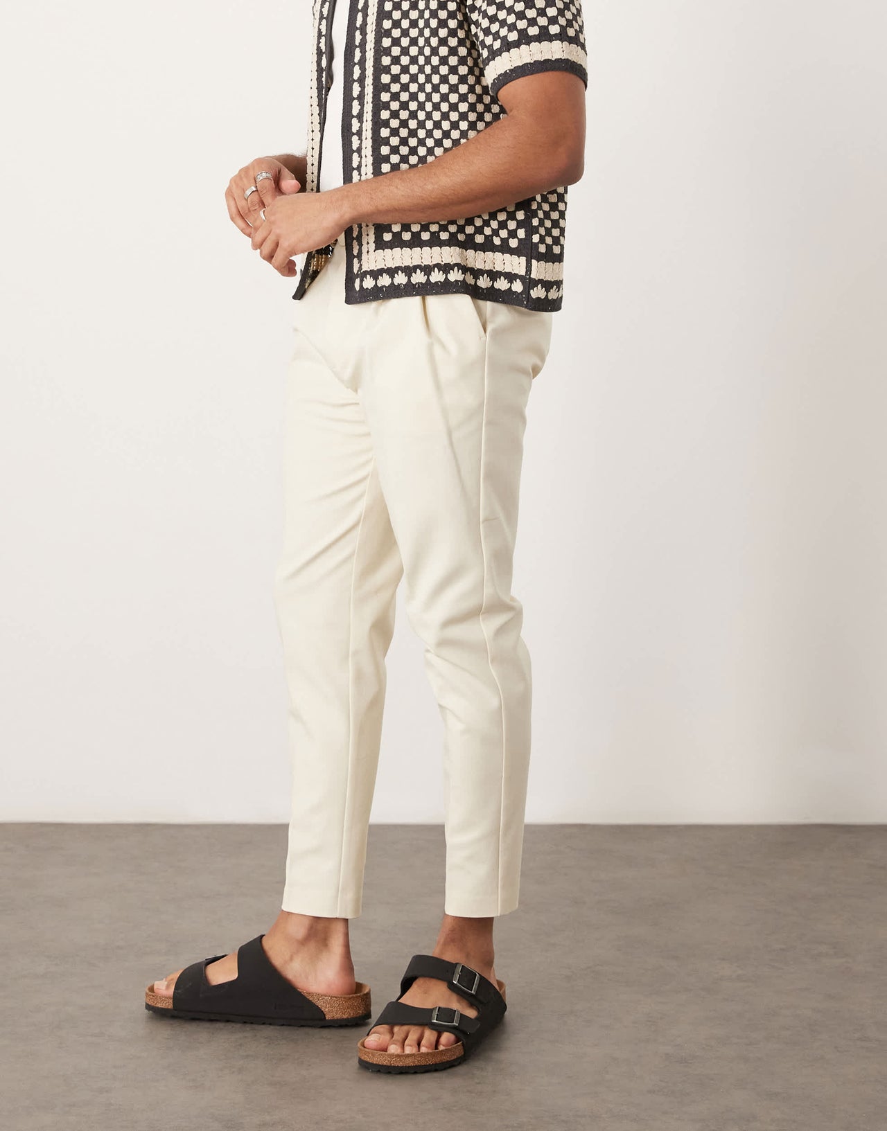 ASOS DESIGN smart tapered cotton chino trousers in white