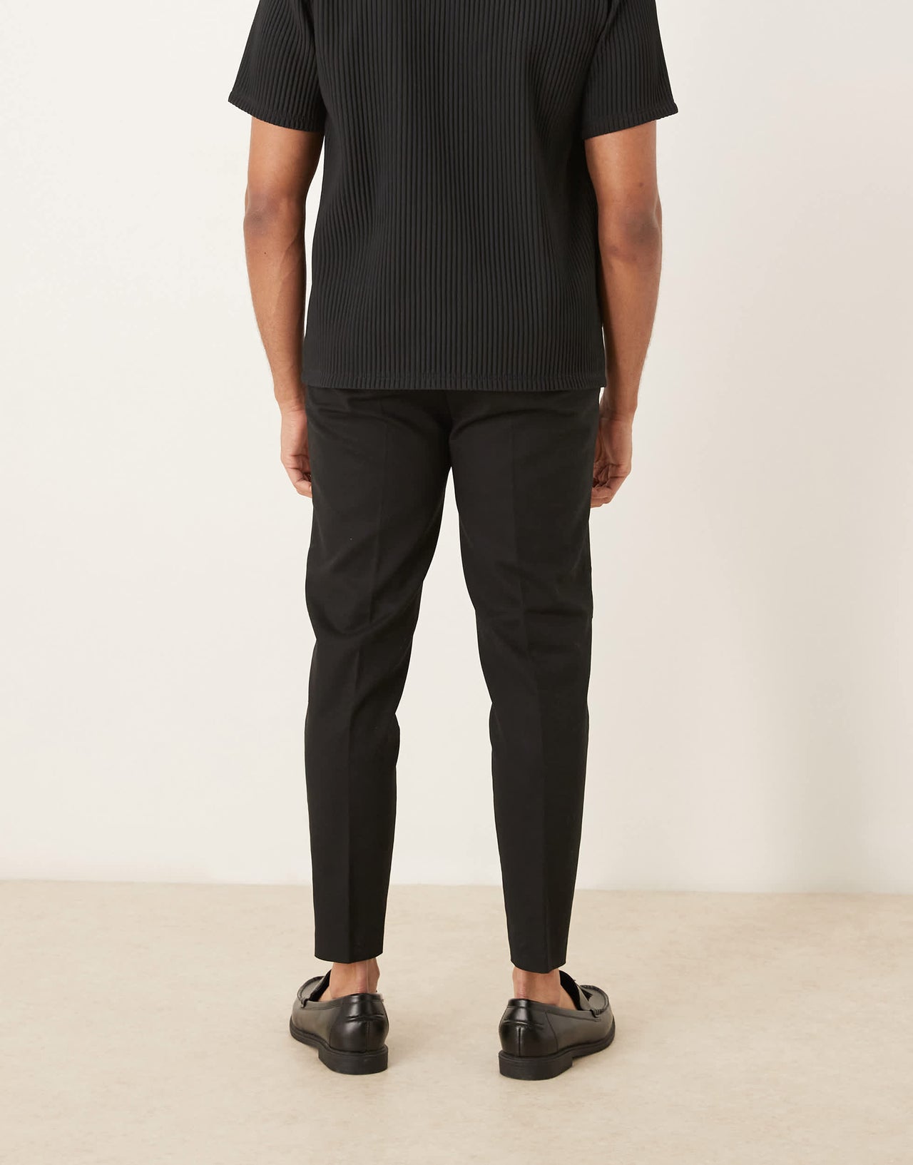 ASOS DESIGN smart tapered cotton chino trousers in black