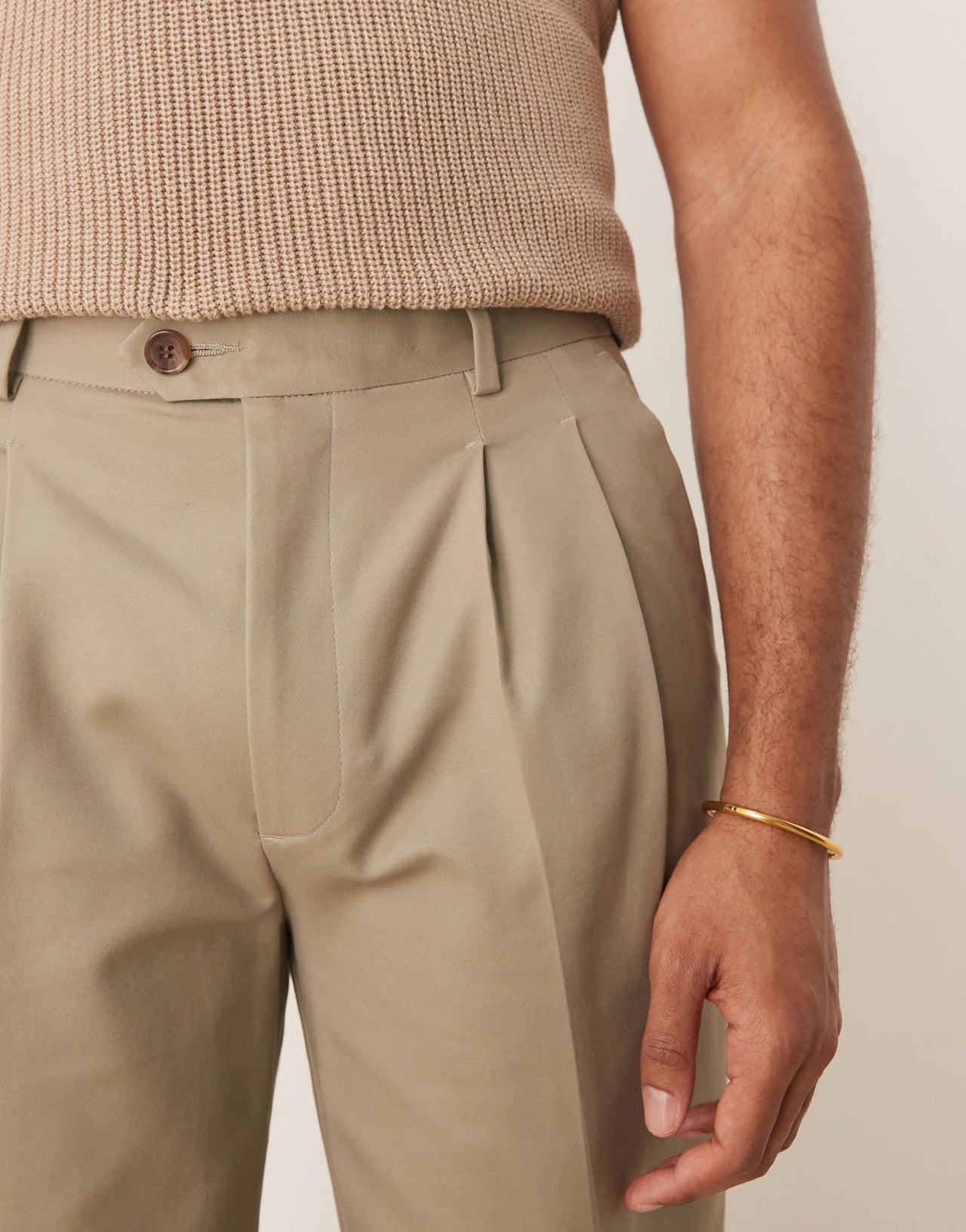 ASOS DESIGN smart oversized tapered cotton chino trousers in khaki