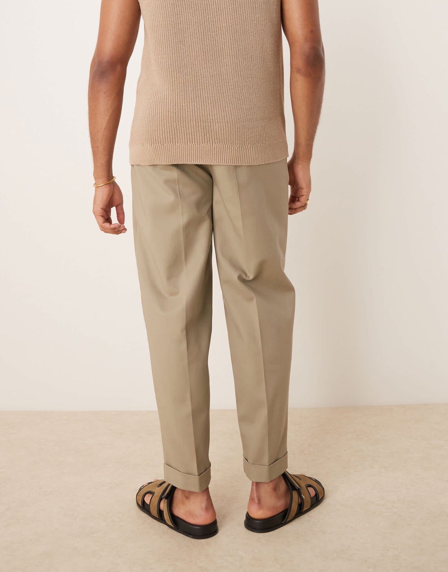 ASOS DESIGN smart oversized tapered cotton chino trousers in khaki