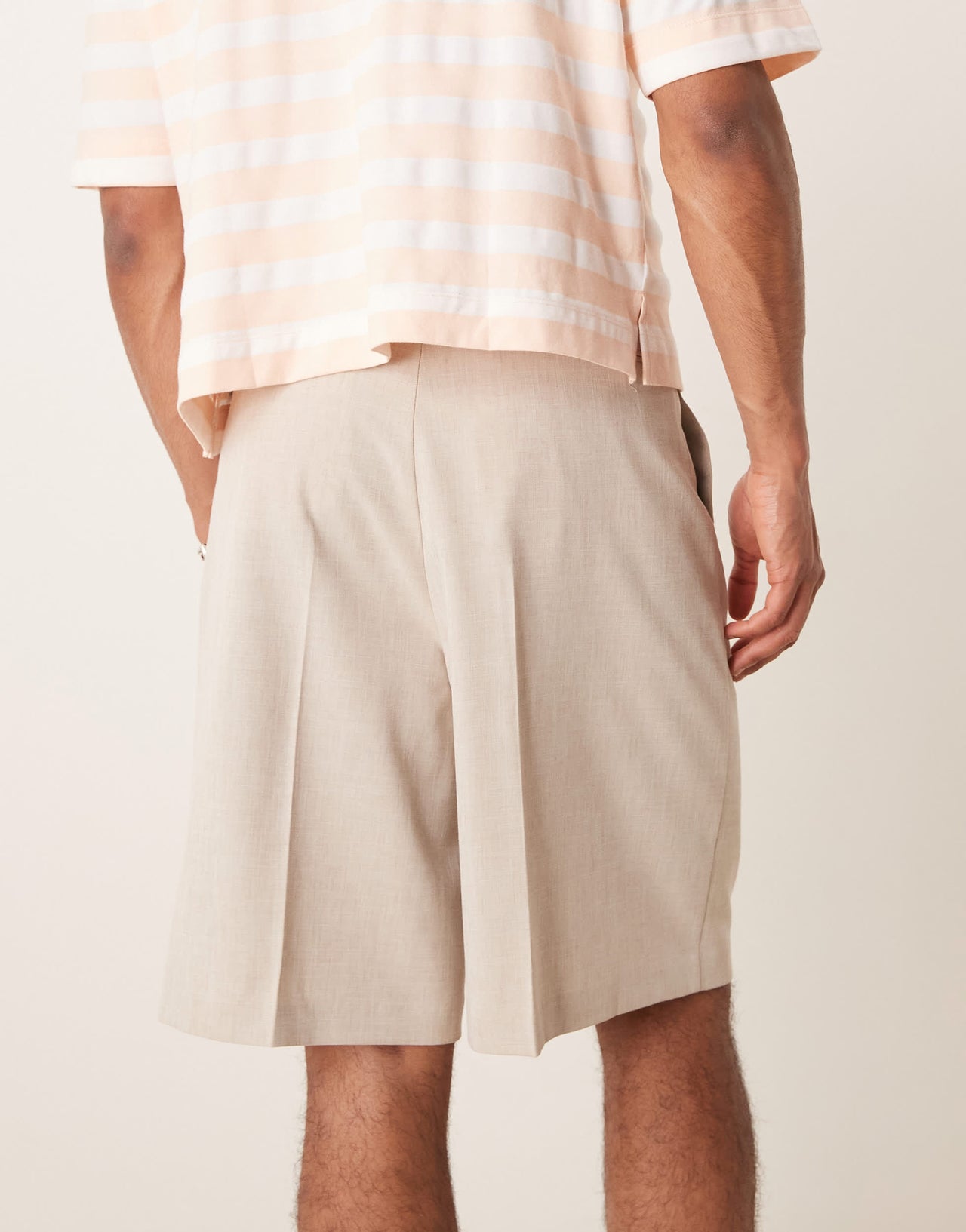 ASOS DESIGN smart bermuda shorts in micro texture in stone