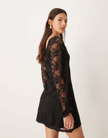 Miss Selfridge lace baby doll dress with tie detail