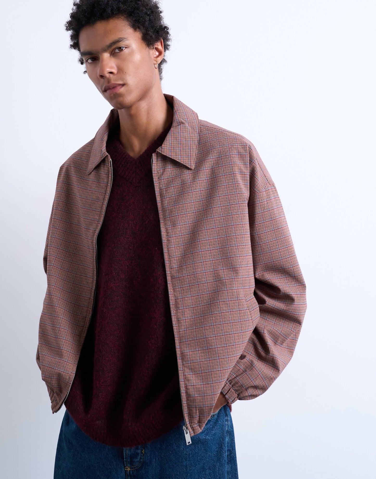 Topman harrington jacket in check