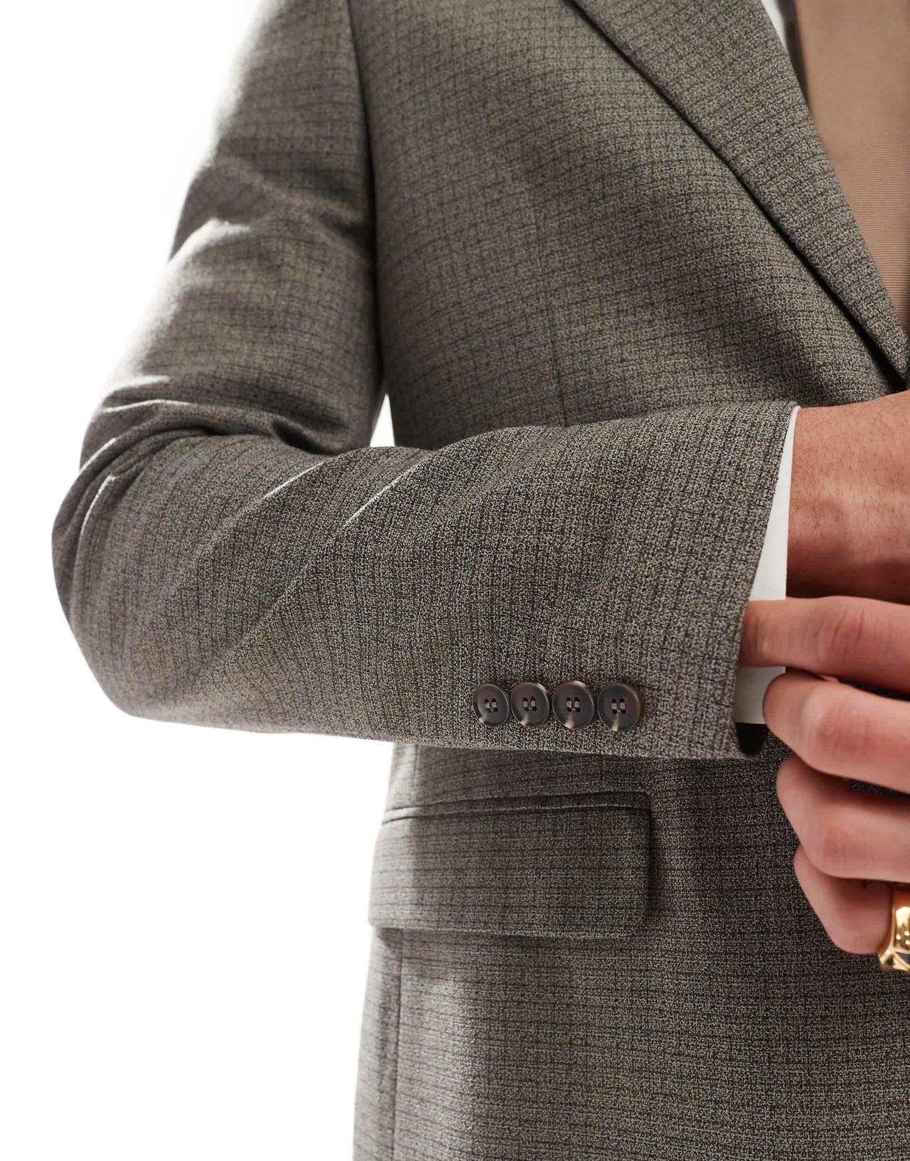 River Island single breasted suit jacket in heritage microcheck