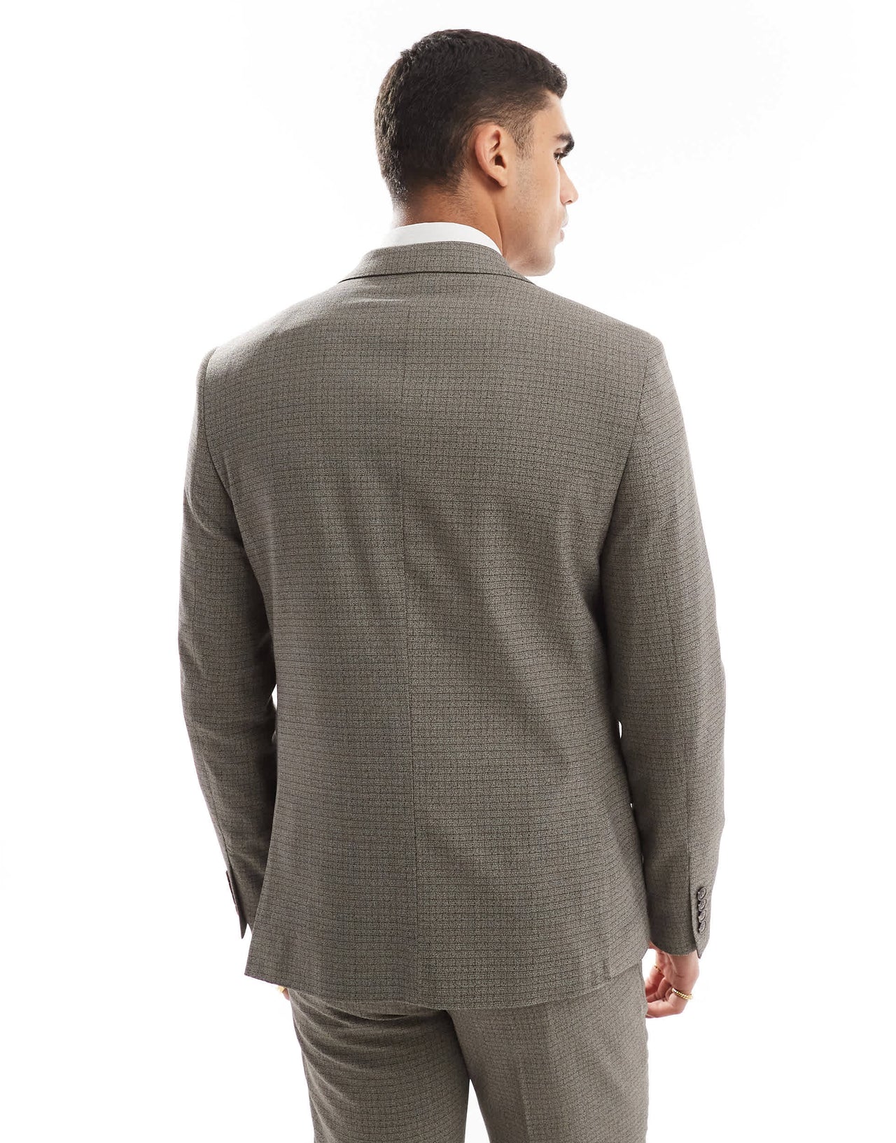 River Island single breasted suit jacket in heritage microcheck