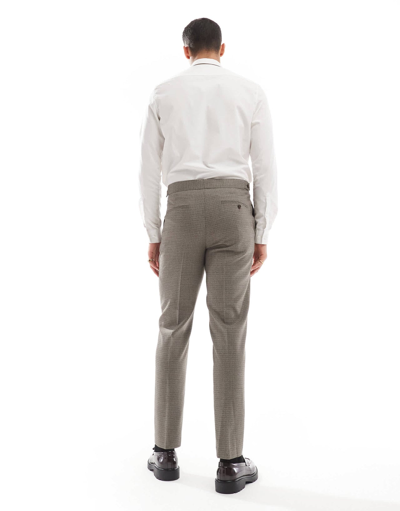 River Island slim fit suit trousers in heritage microcheck