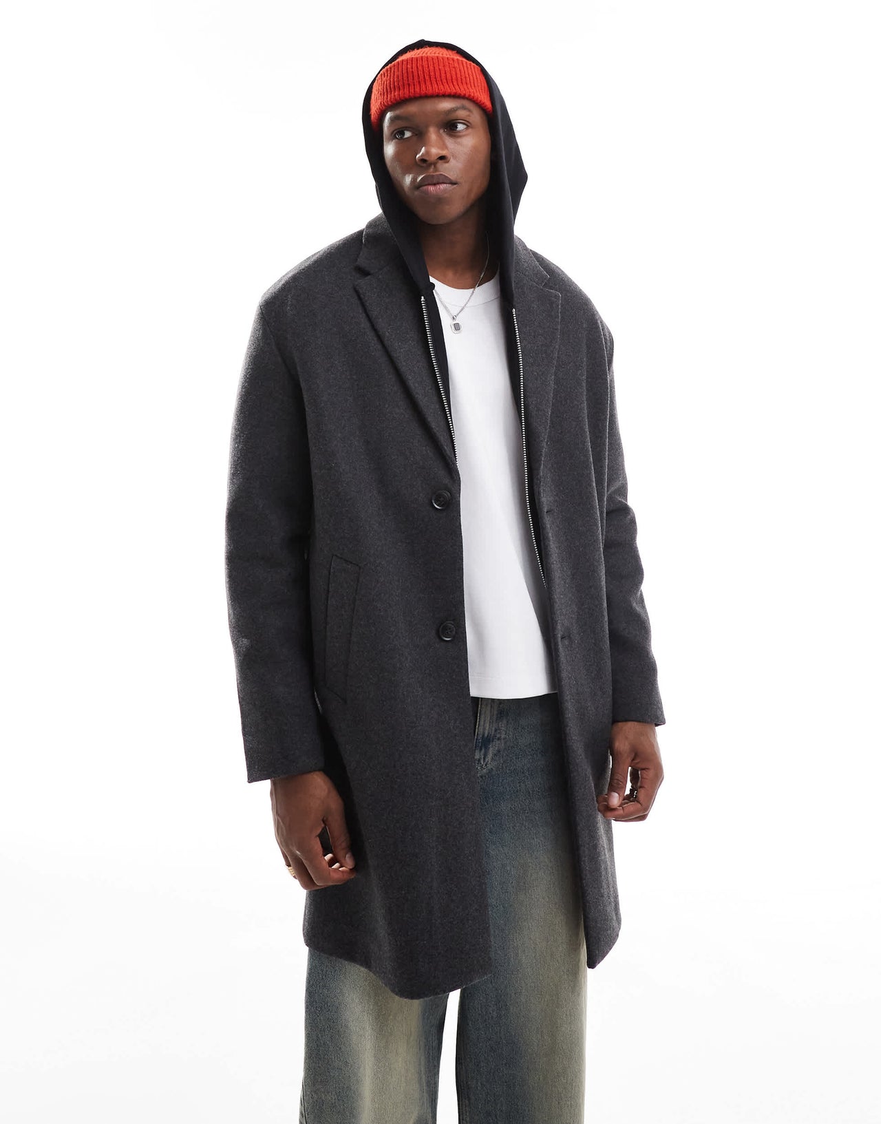Pull&Bear overcoat in grey