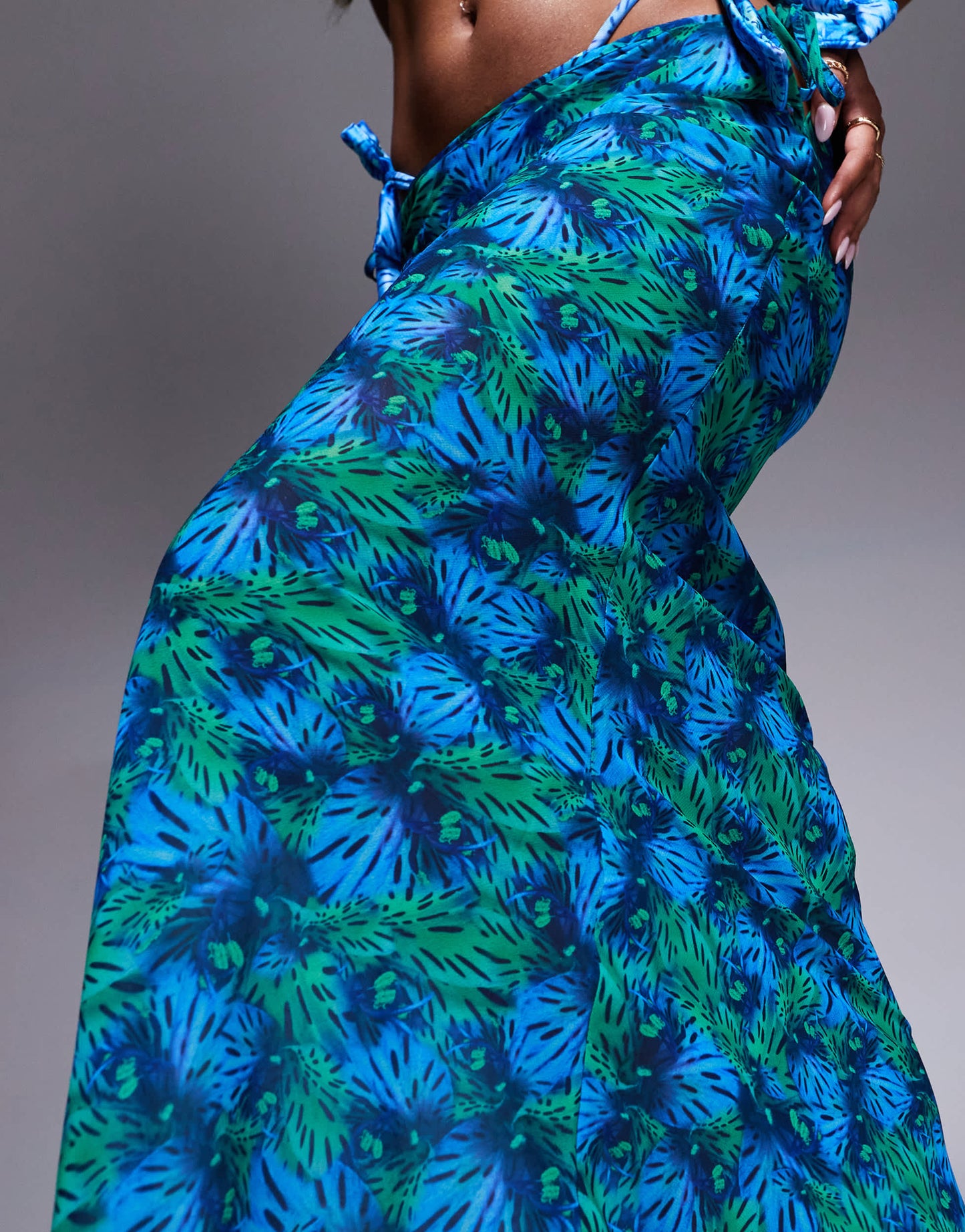 Candypants polygeorgette abstract print maxi beach skirt in blue