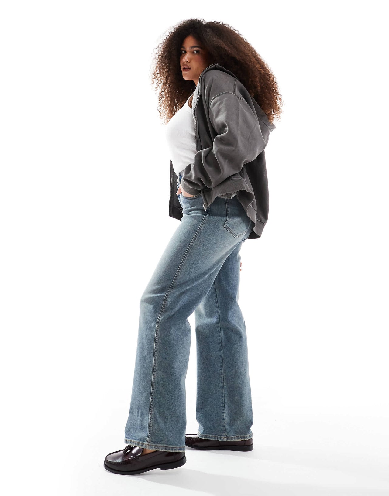 Dr Denim Plus Moxy straight leg jeans in cape mid dirt used