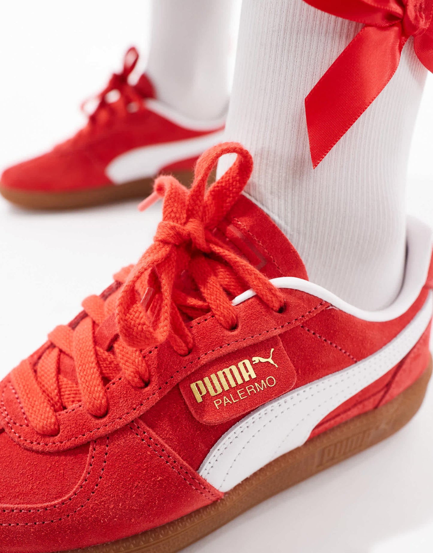 Puma Palermo trainers in red & white