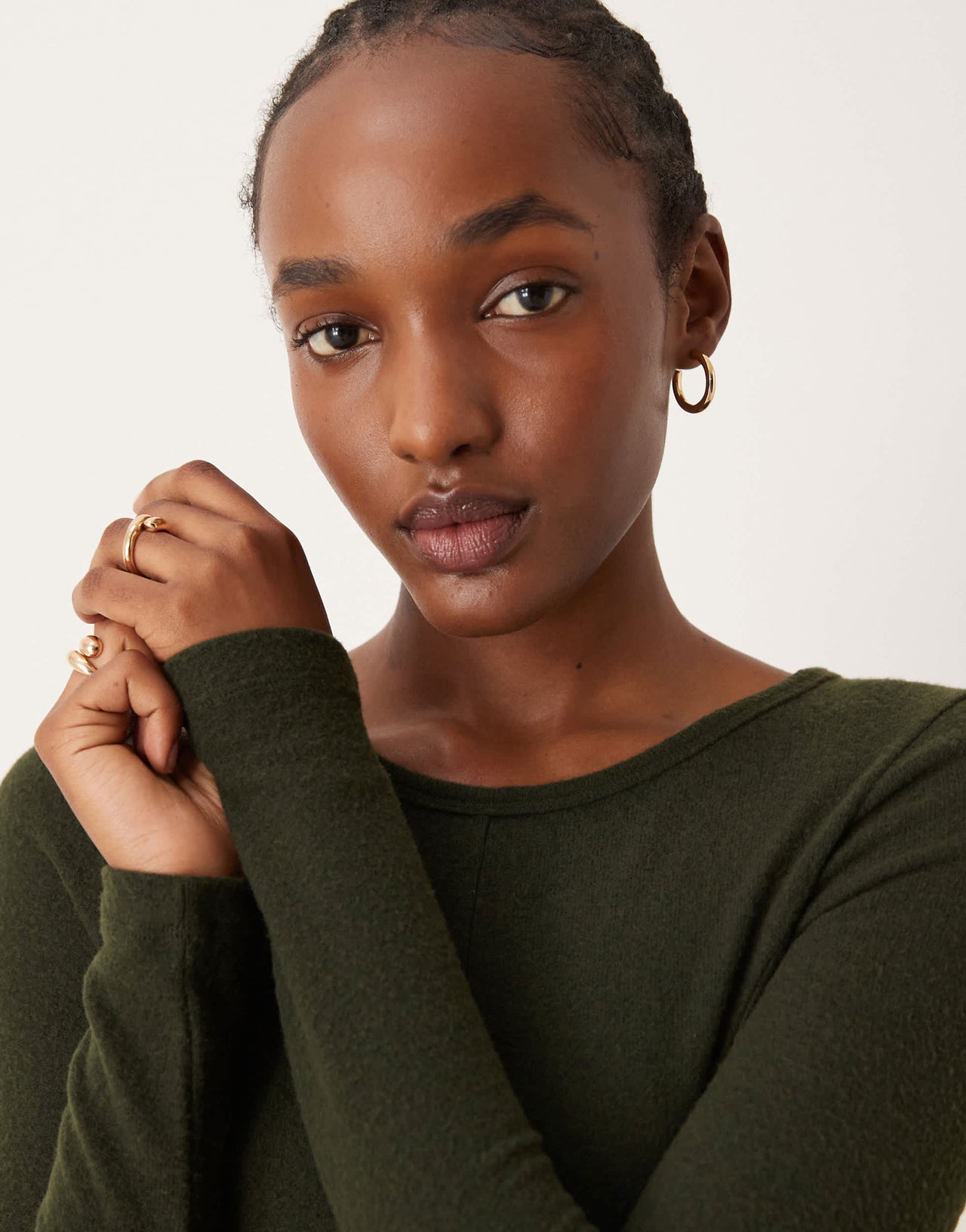 ASOS DESIGN supersoft long sleeve maxi with seam detail in khaki green - KHAKI