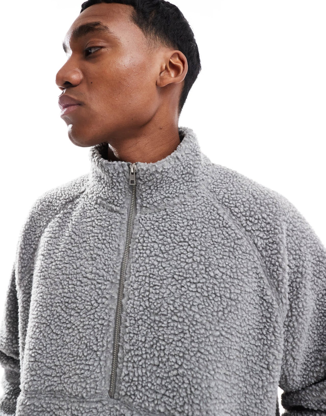 Cotton On Teddy 1/2 zip fleece in grey