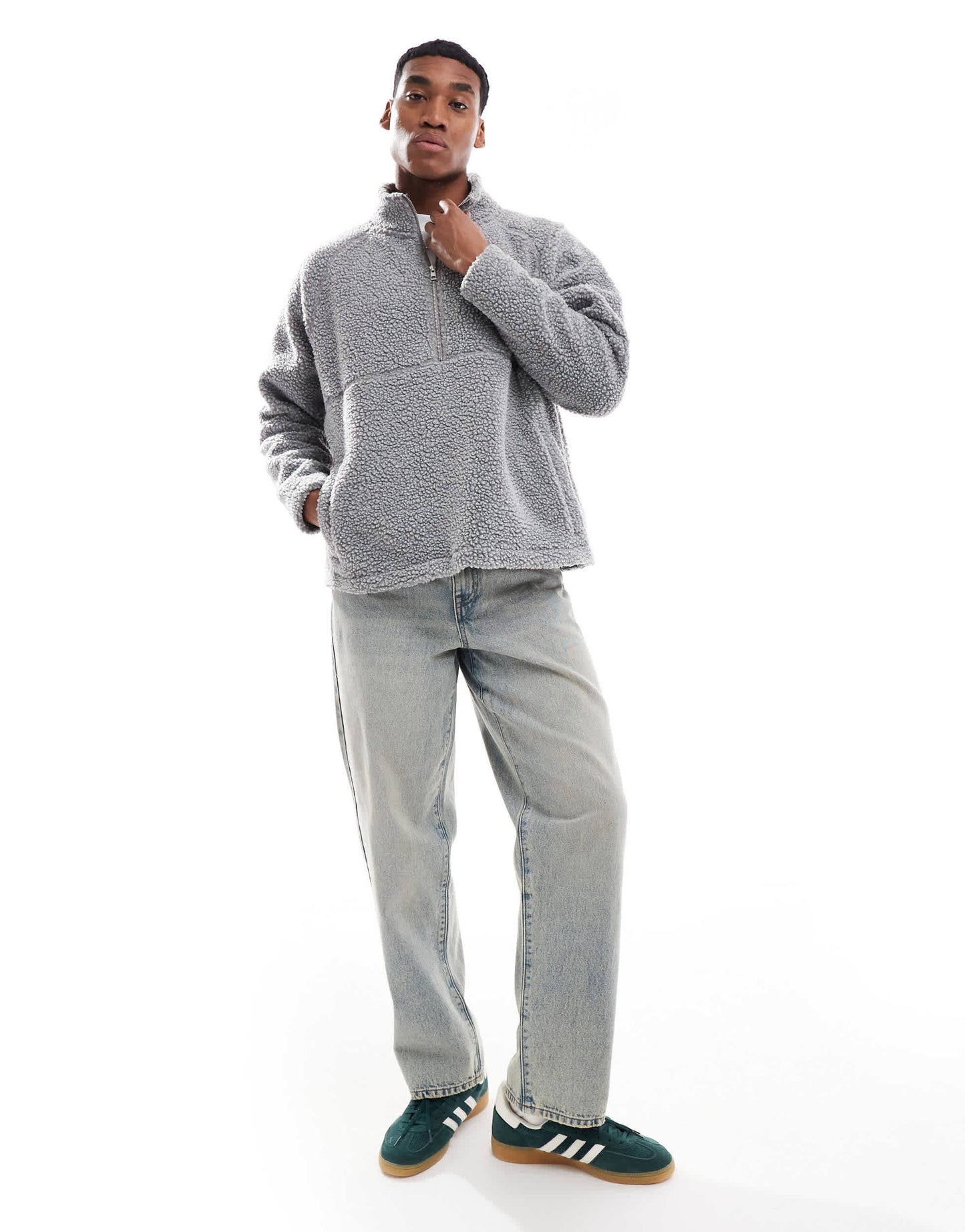 Cotton On Teddy 1/2 zip fleece in grey