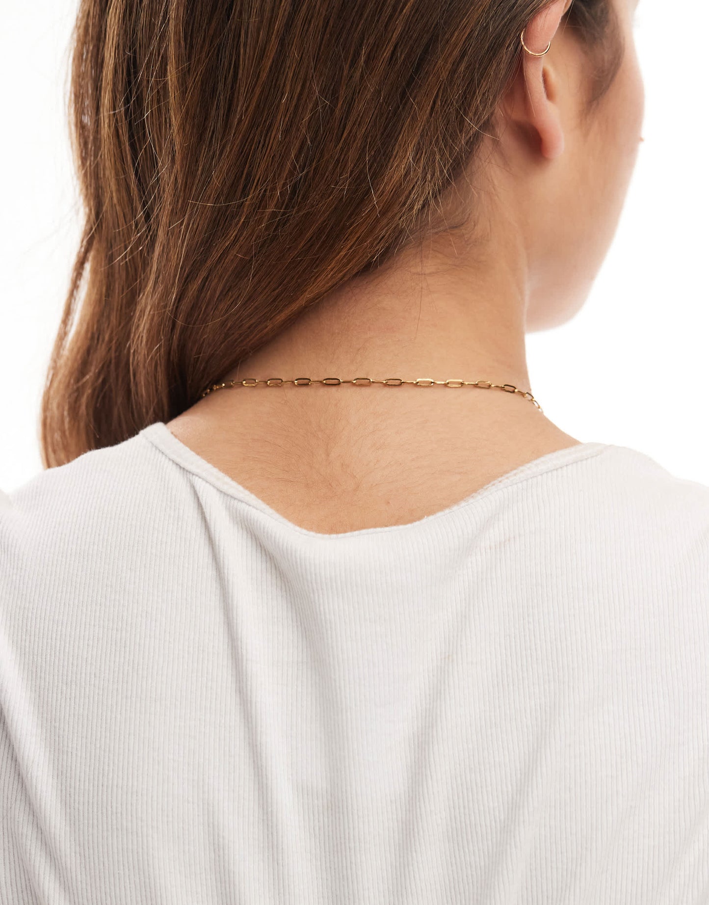 ASOS DESIGN waterproof stainless steel short necklace with faux semi precious pendant and fine chain in gold tone