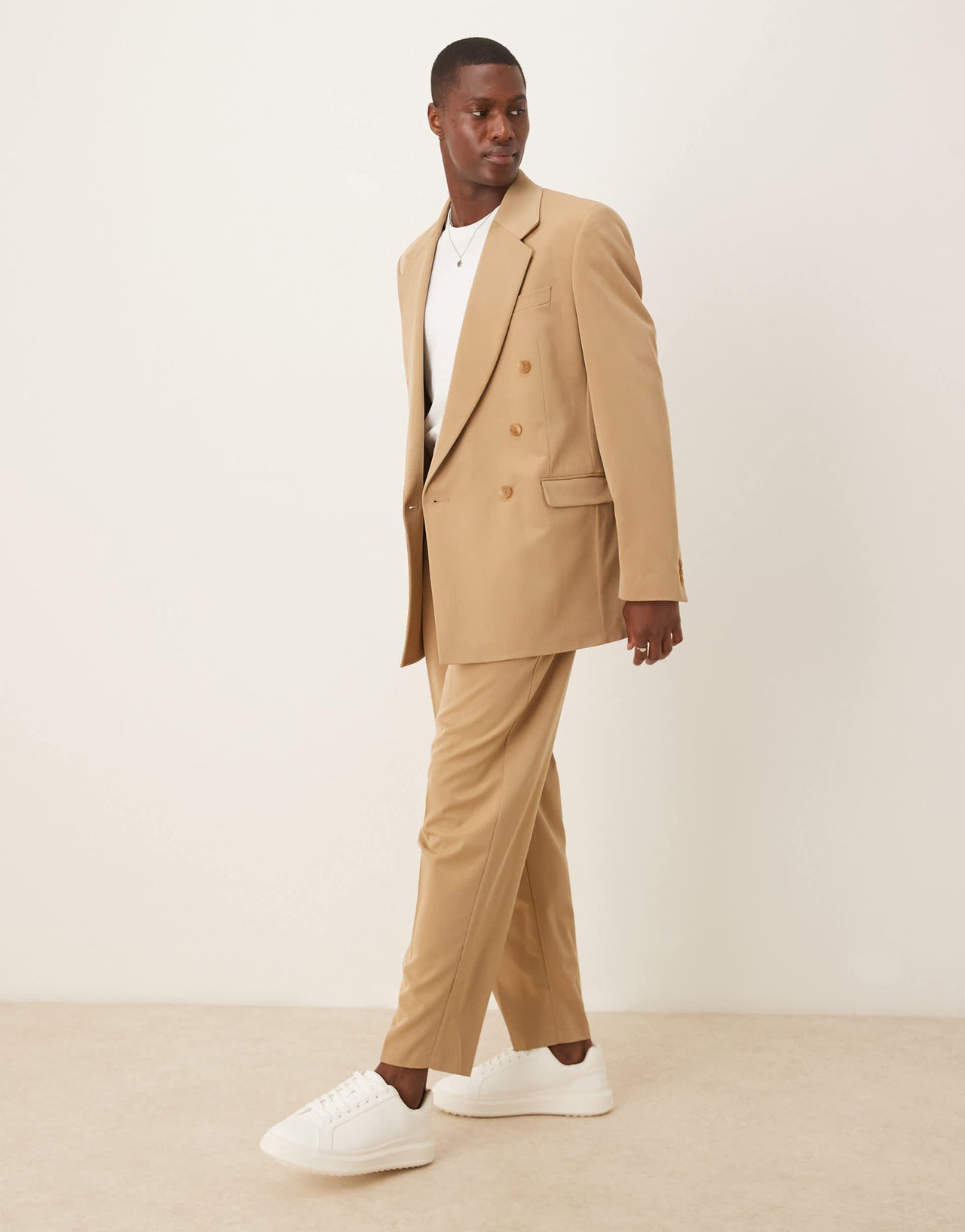 ASOS DESIGN oversized tapered suit trousers in camel