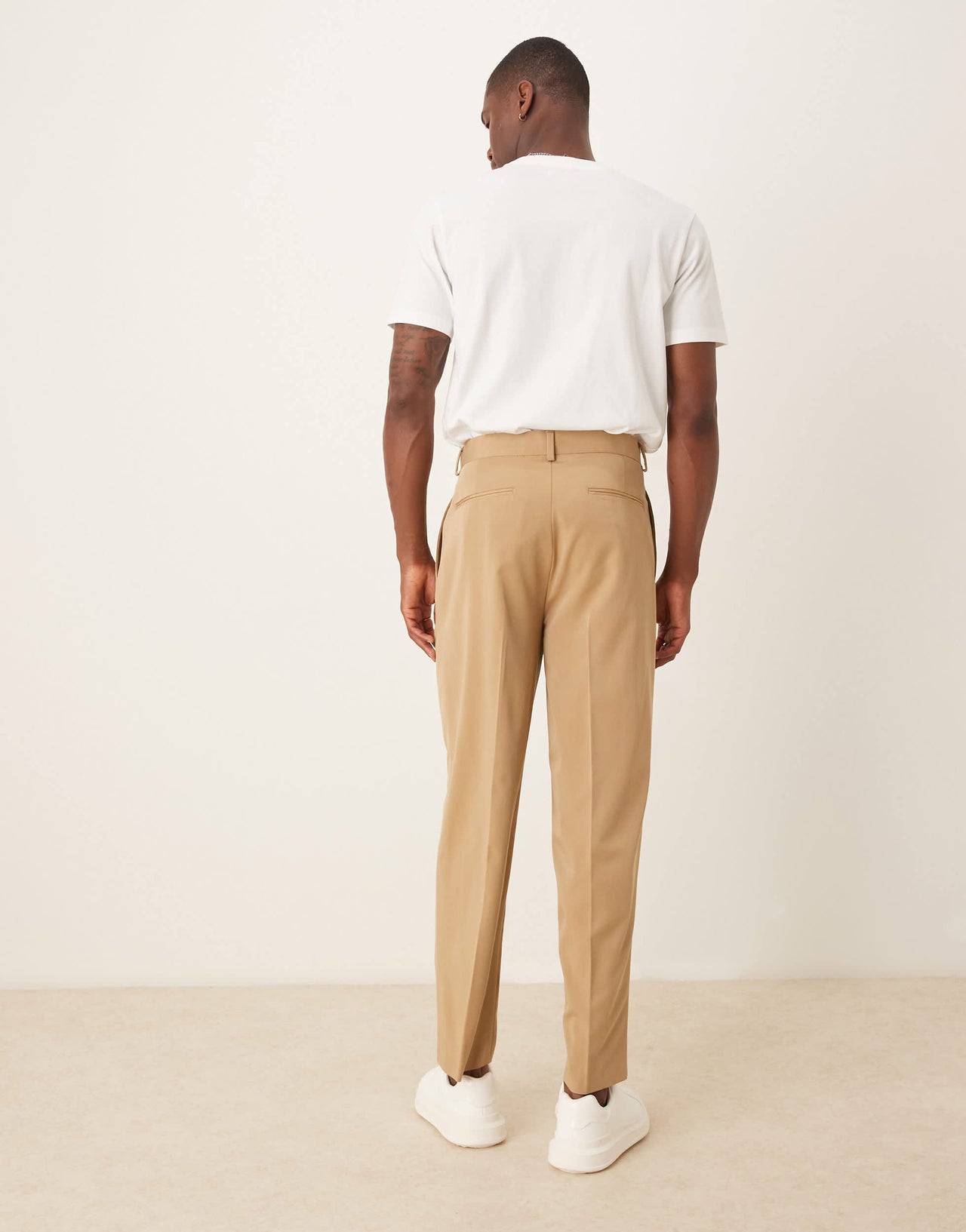ASOS DESIGN oversized tapered suit trousers in camel